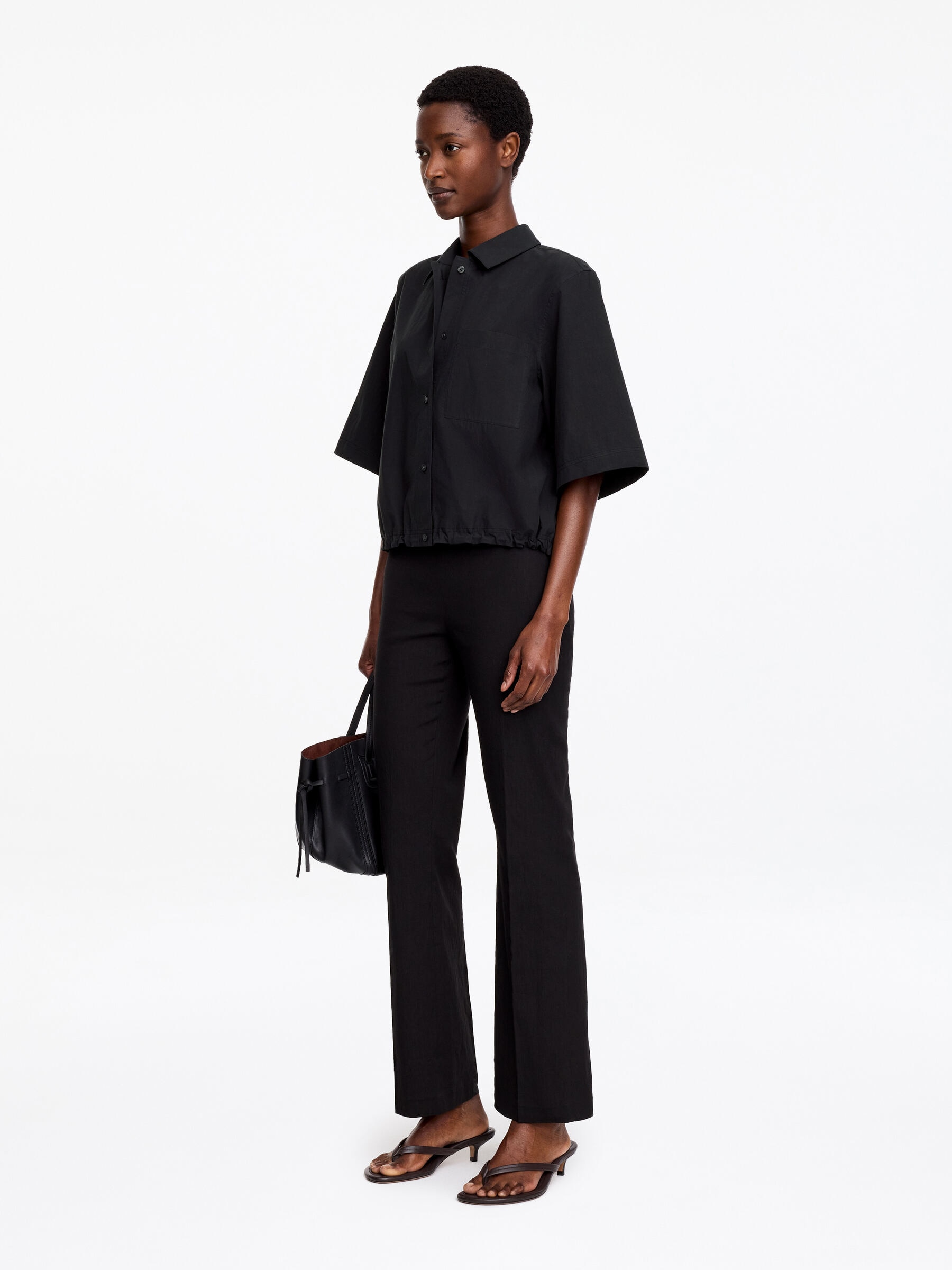 Cotton Short-Sleeve Shirt - Black - Regular fit - Women - StillMedia/Lookbook - 2