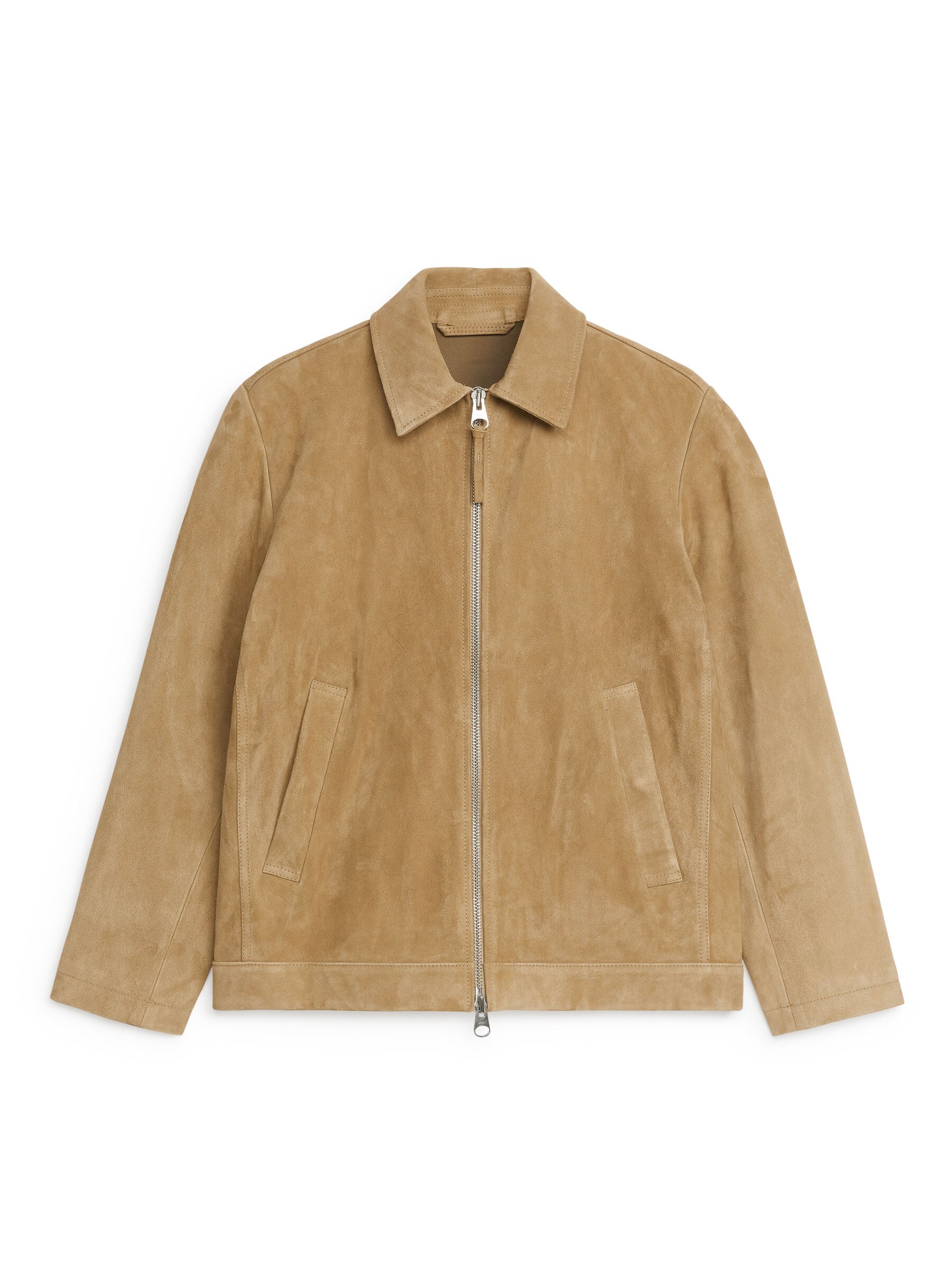 Harrington-Jacke aus Veloursleder – Beige – ARKET DE