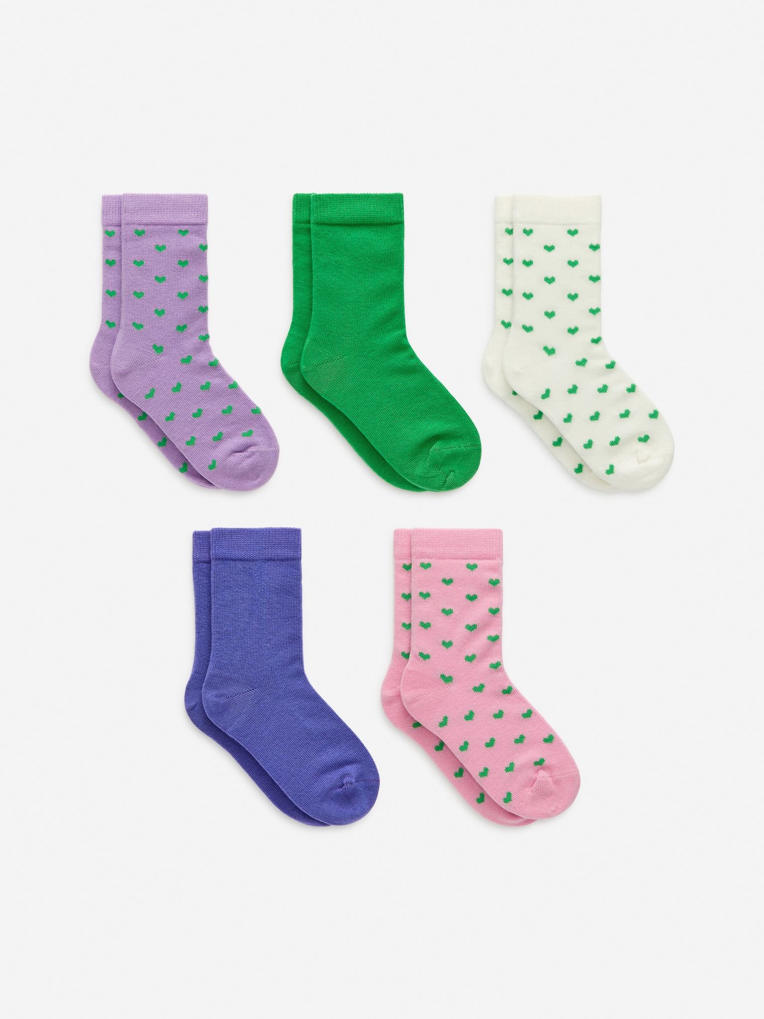 Baumwollsocken, 5er-Pack - Mehrfarbig/Herzen