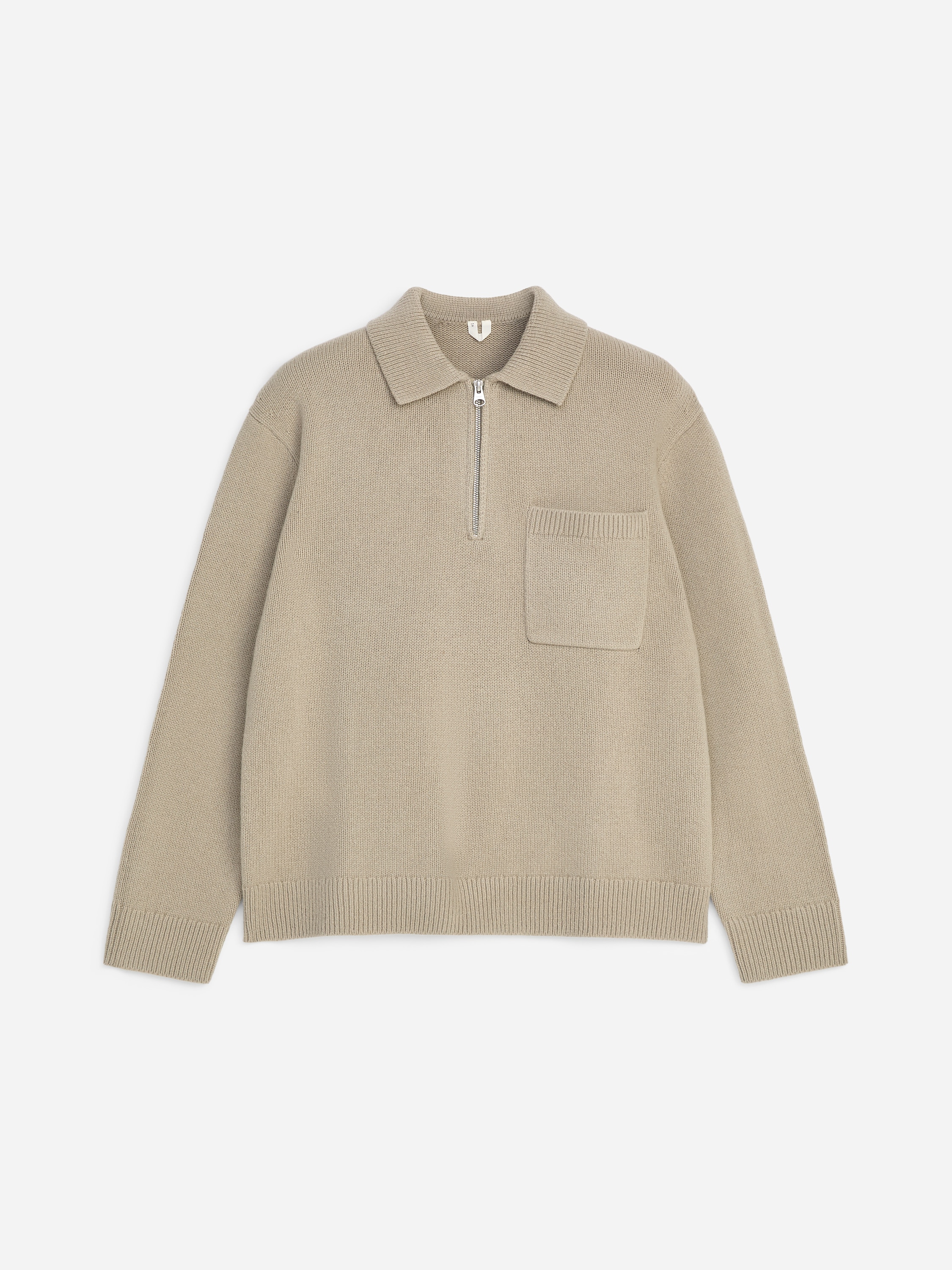 Knitted Wool Zip Polo Shirt