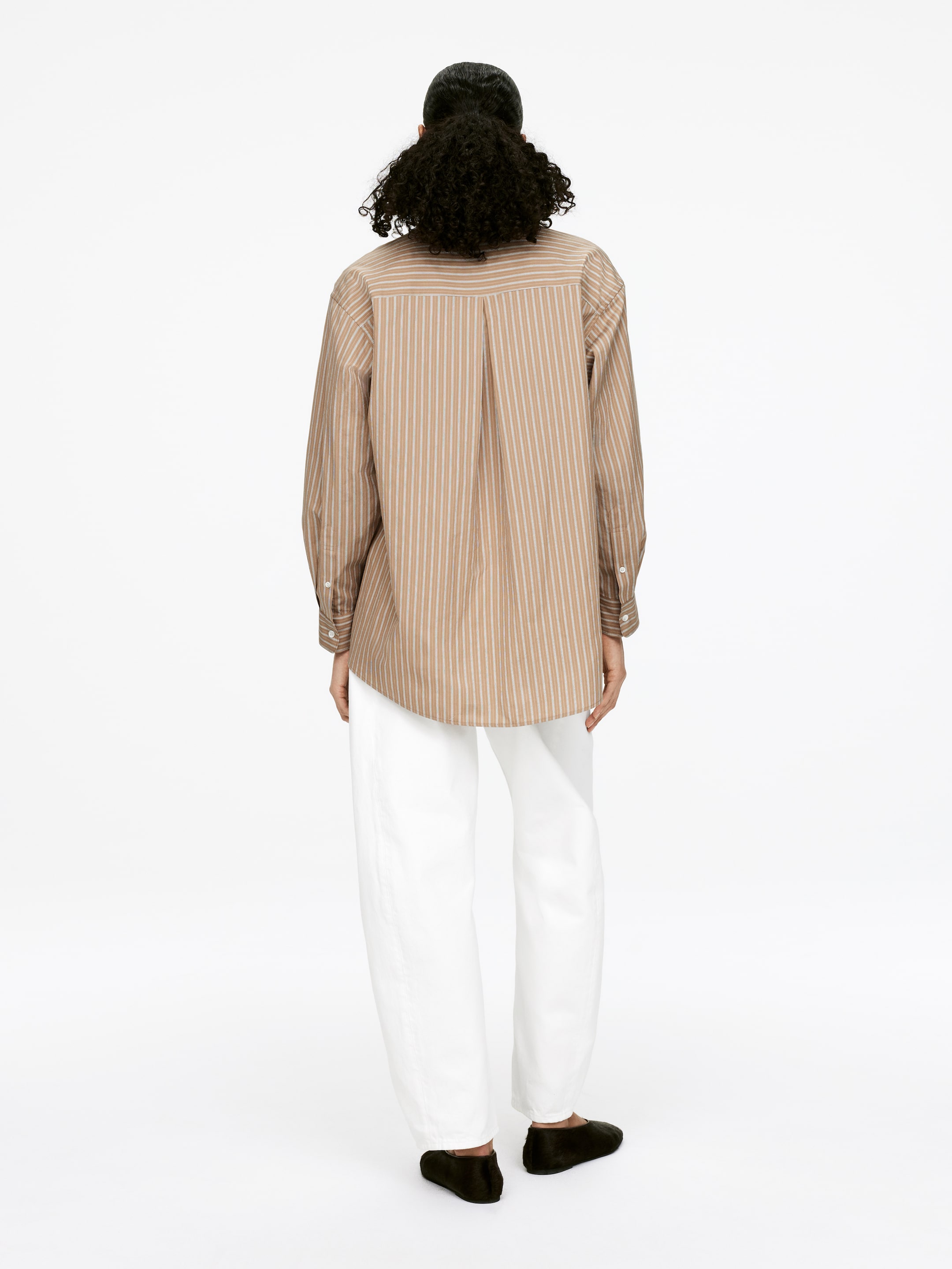 Grotere afbeelding bekijken: Overhemd van zijde en katoen - Beige/gestreept - DAMES | H&M BE 2