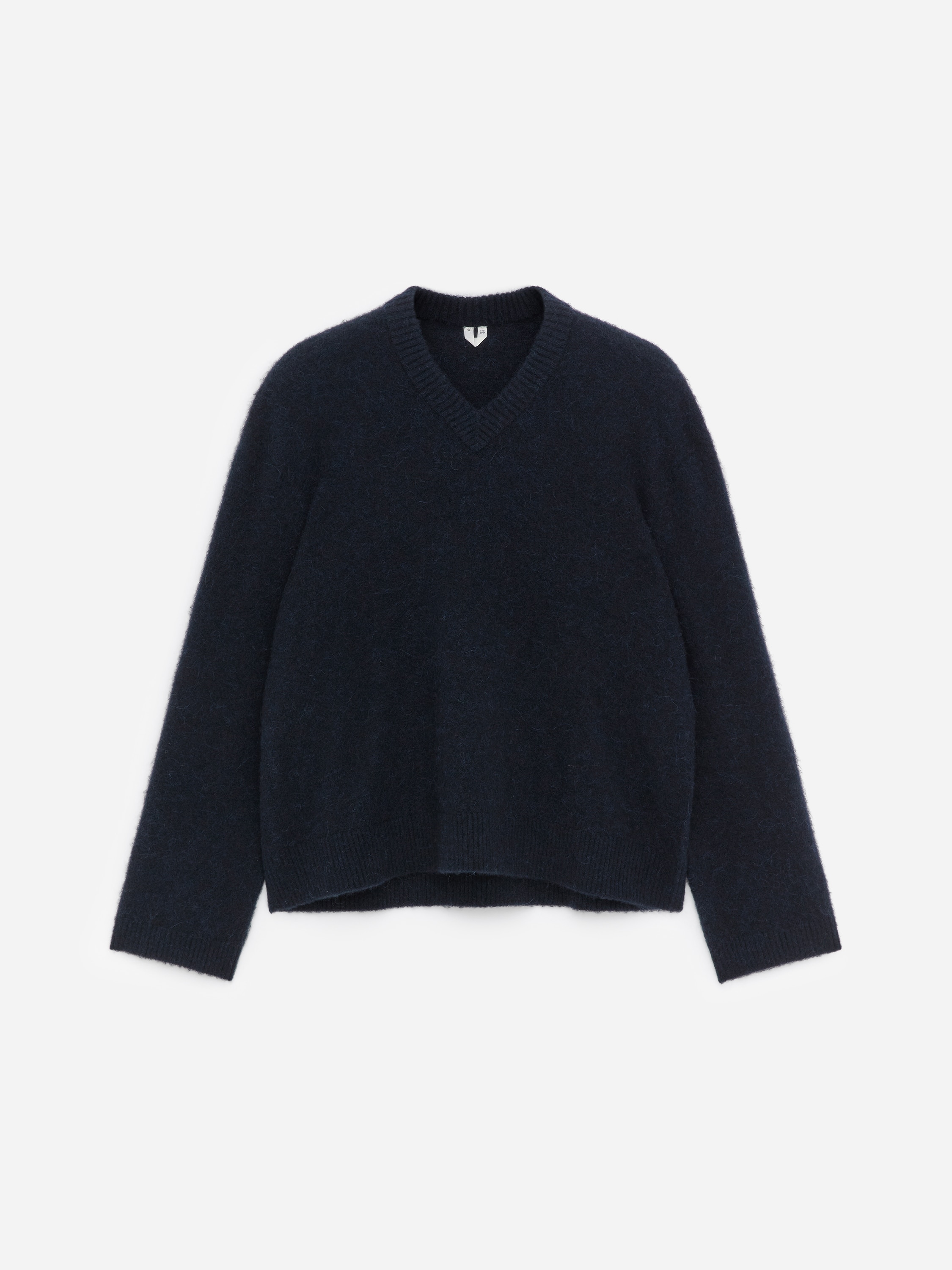 Luźny sweter z alpaki i wełny - Ciemnoniebieski/Zielony