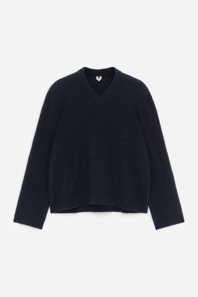 Lockerer Pullover aus Alpakawollmischung - Dunkelblau/Grün - 1