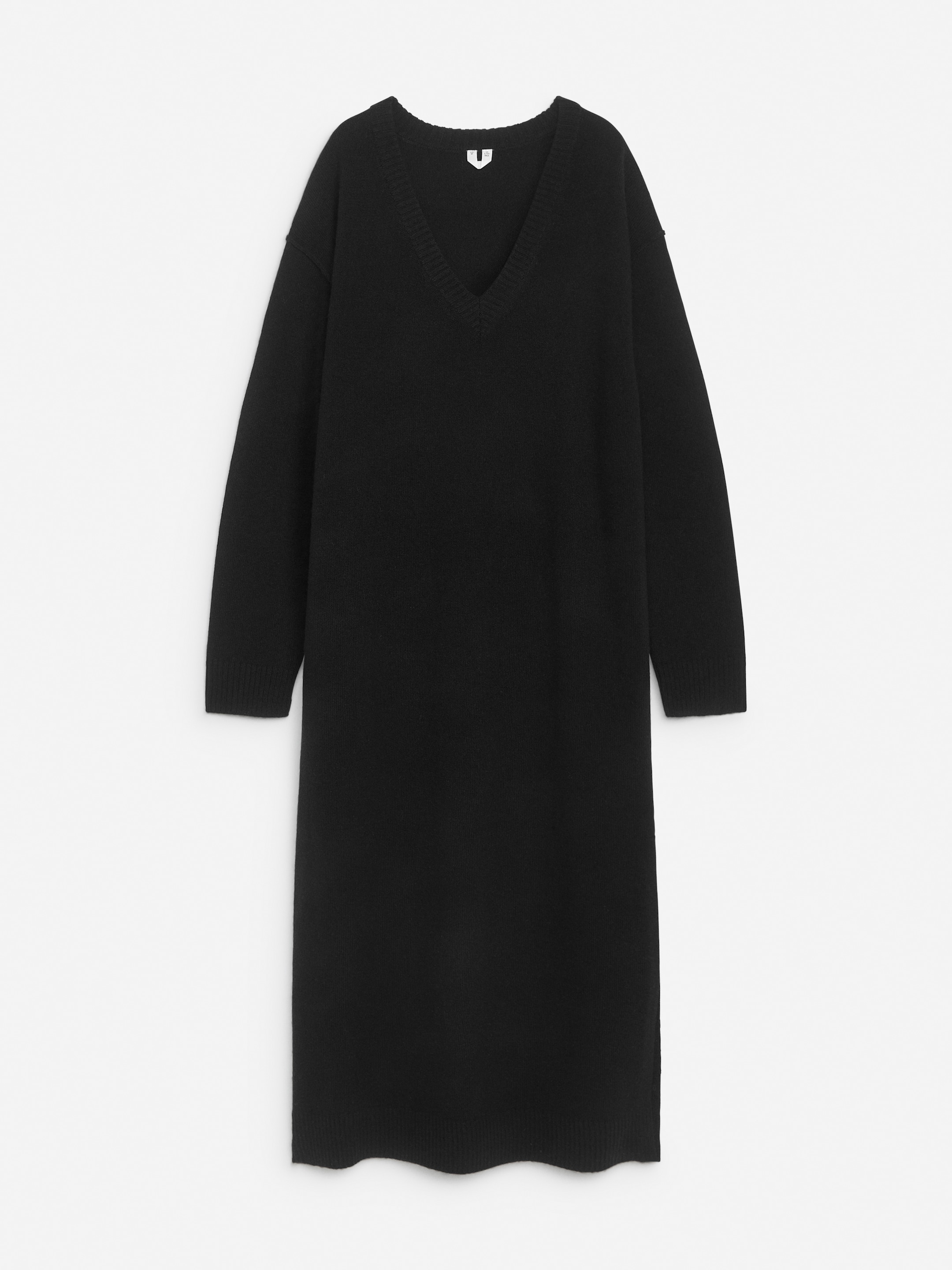 Robe en laine à col en V - Noir - Loose fit - Femme - StillMedia/DescriptiveStillLife - 2