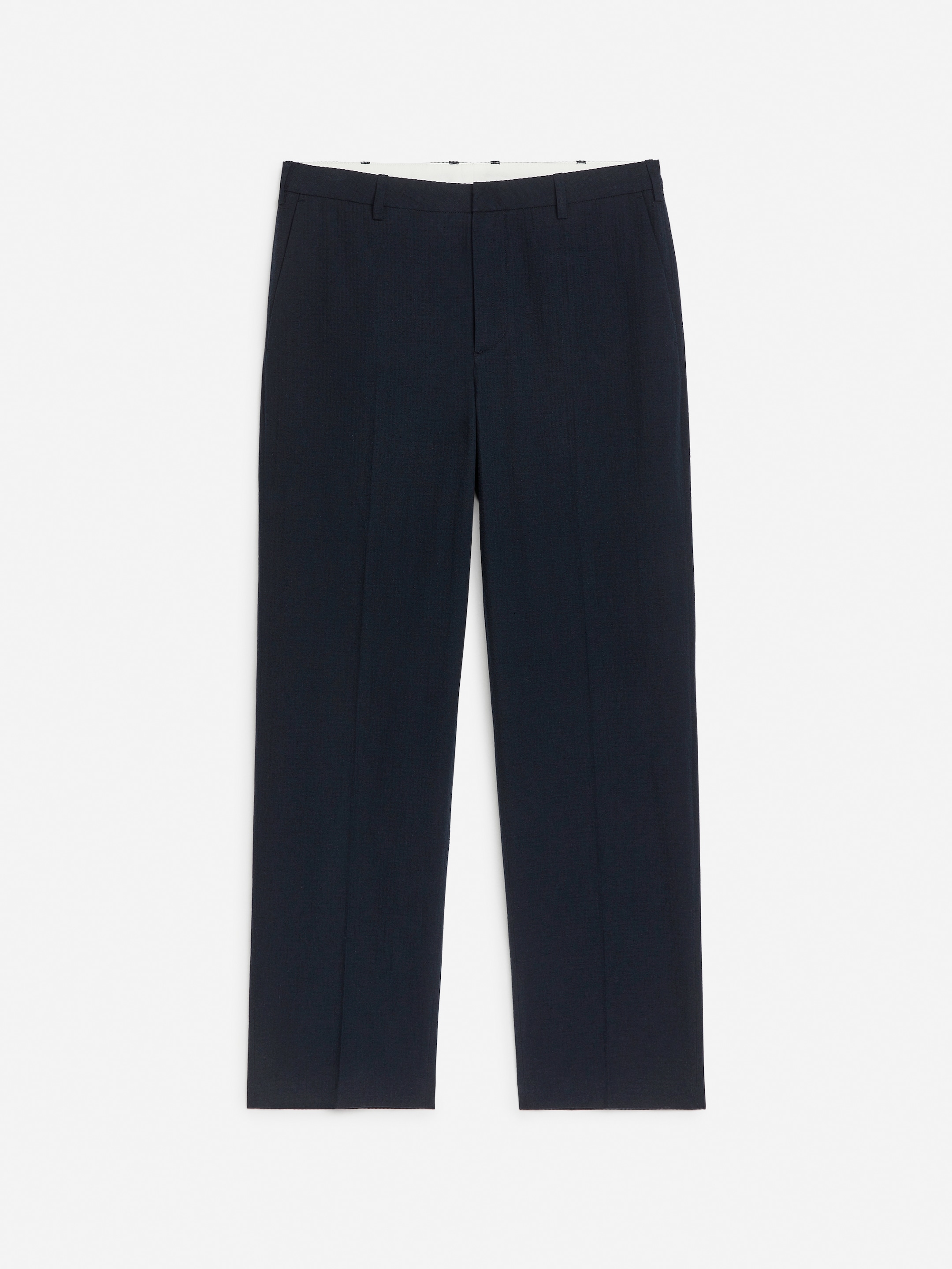 Linen Blend Seersucker Trousers - Dark Blue - Regular fit - Men - StillMedia/DescriptiveStillLife - 2