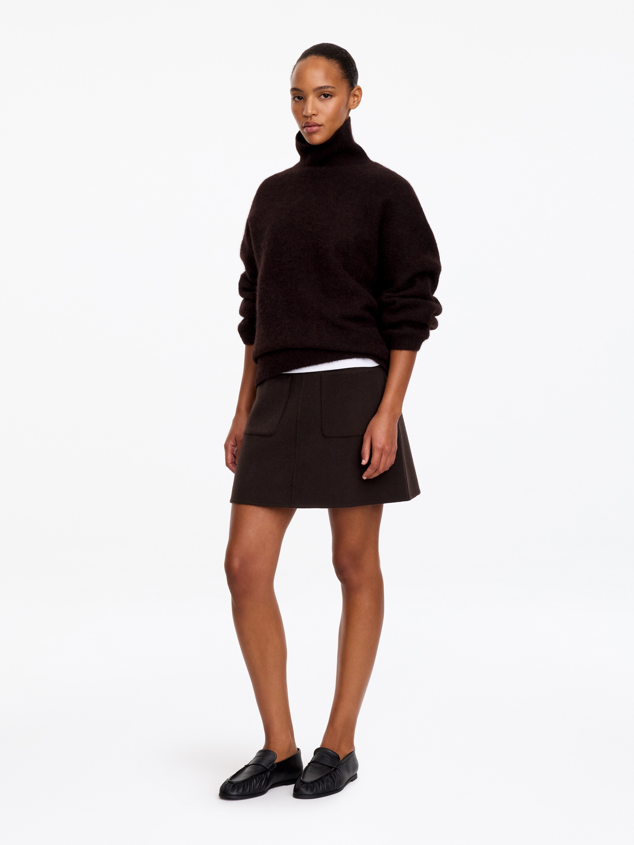 Double-Faced Wool-Blend Mini Skirt - Dark brown - Regular fit - women - StillMedia/Lookbook - 5