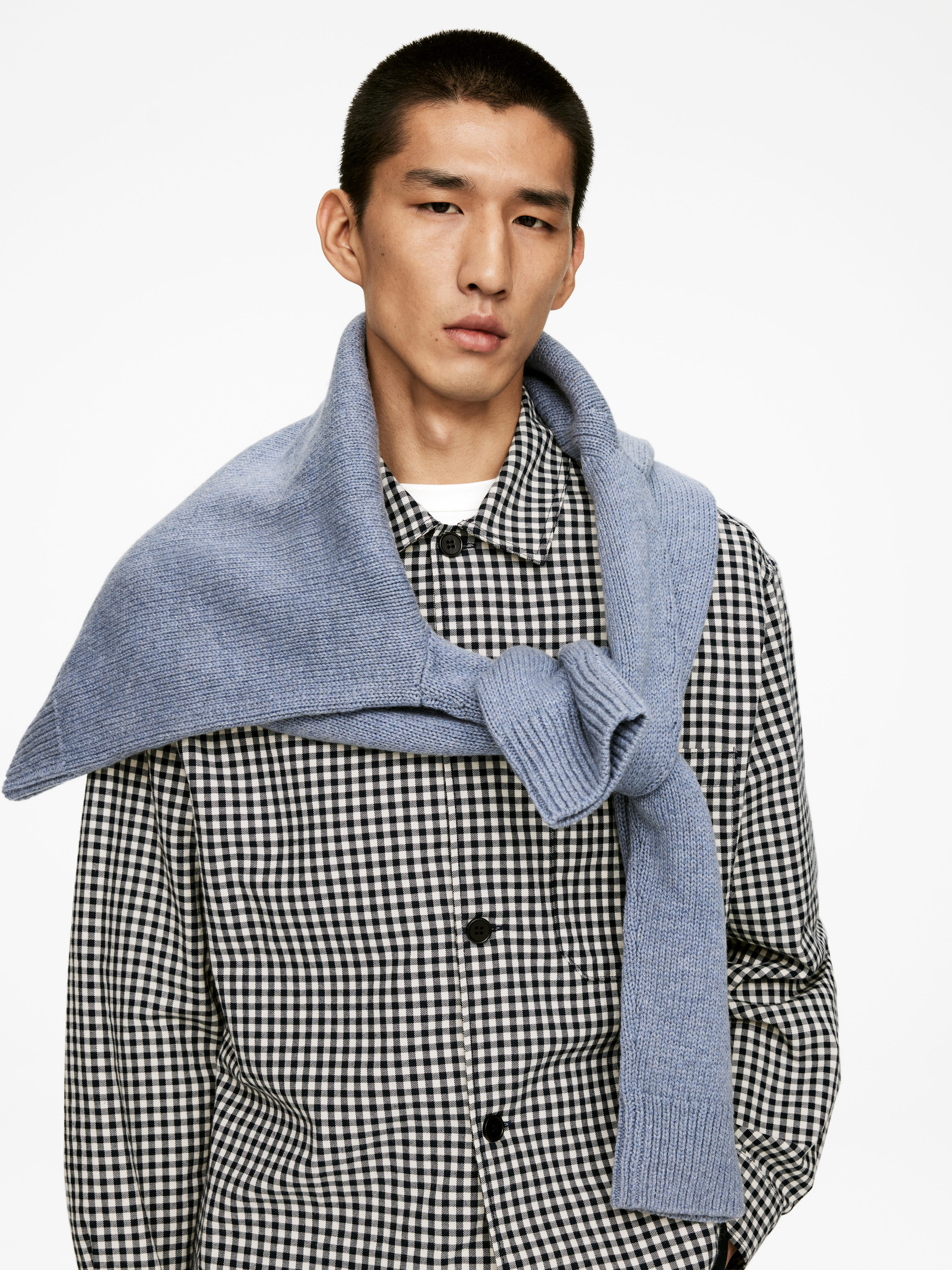 Cotton Overshirt - Dark Blue/White - Relaxed fit - Men - StillMedia/Lookbook - 5