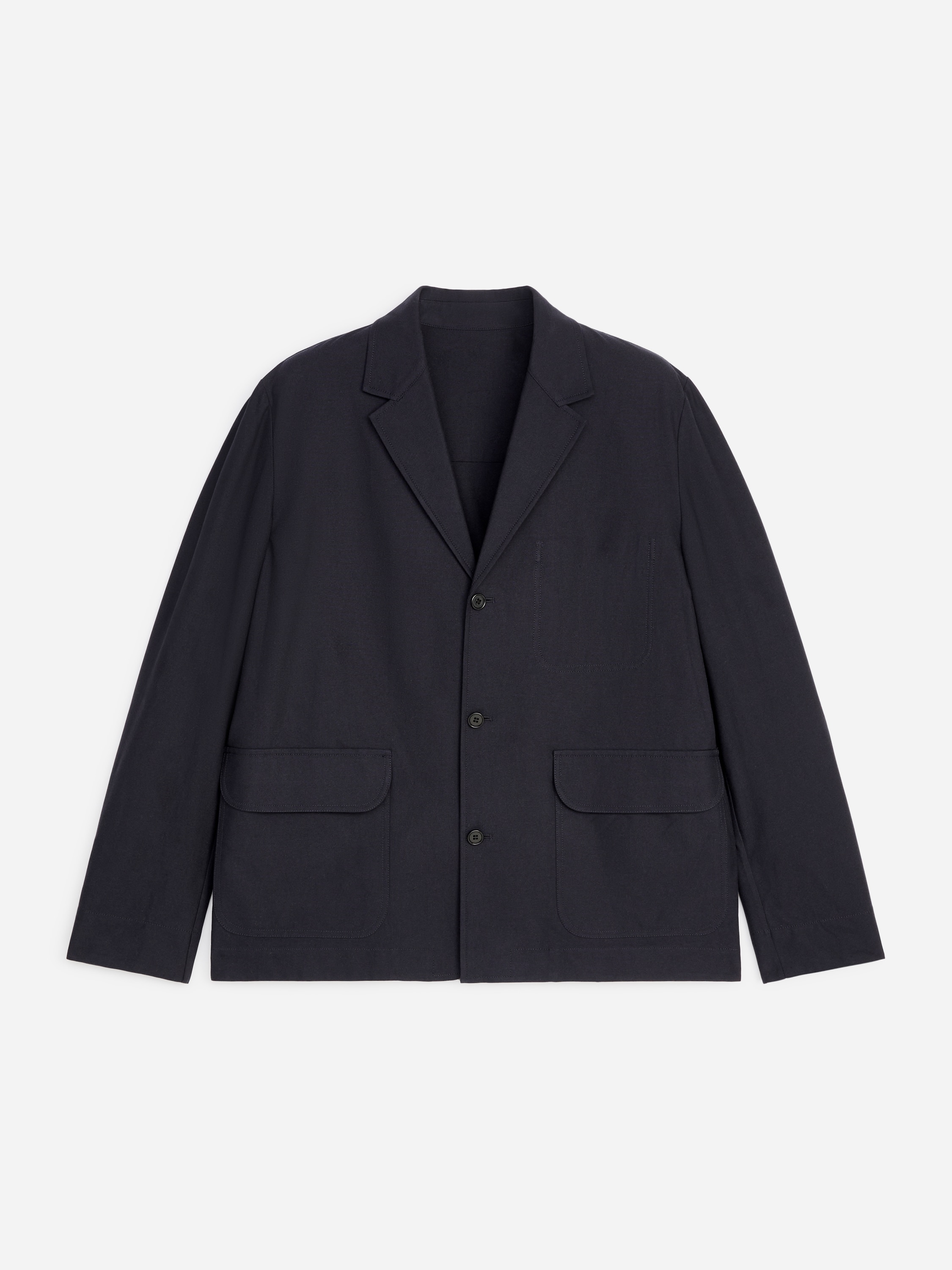 Blazer de algodão hopsack-Azul escuro