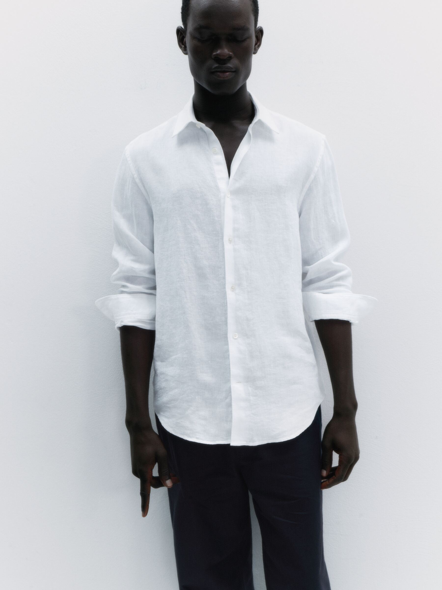 Regular Linen Shirt-#FFFFFF-18733