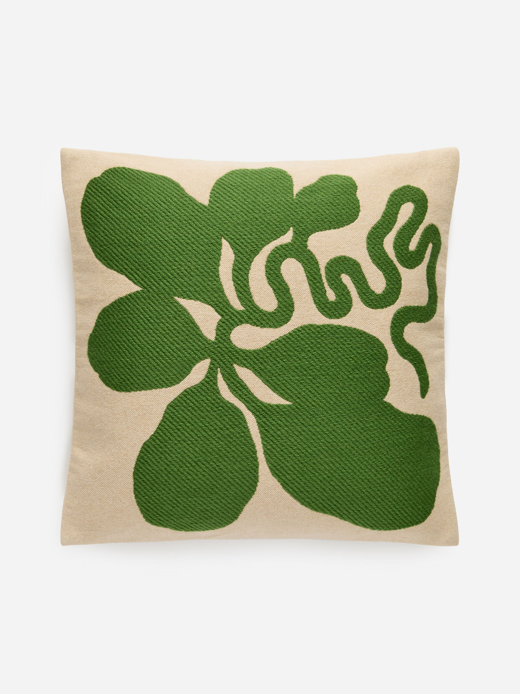 Cotton Wool Cushion Cover 50 x 50 cm - Off White/Green - Homeware - StillMedia/DescriptiveDetail - 3