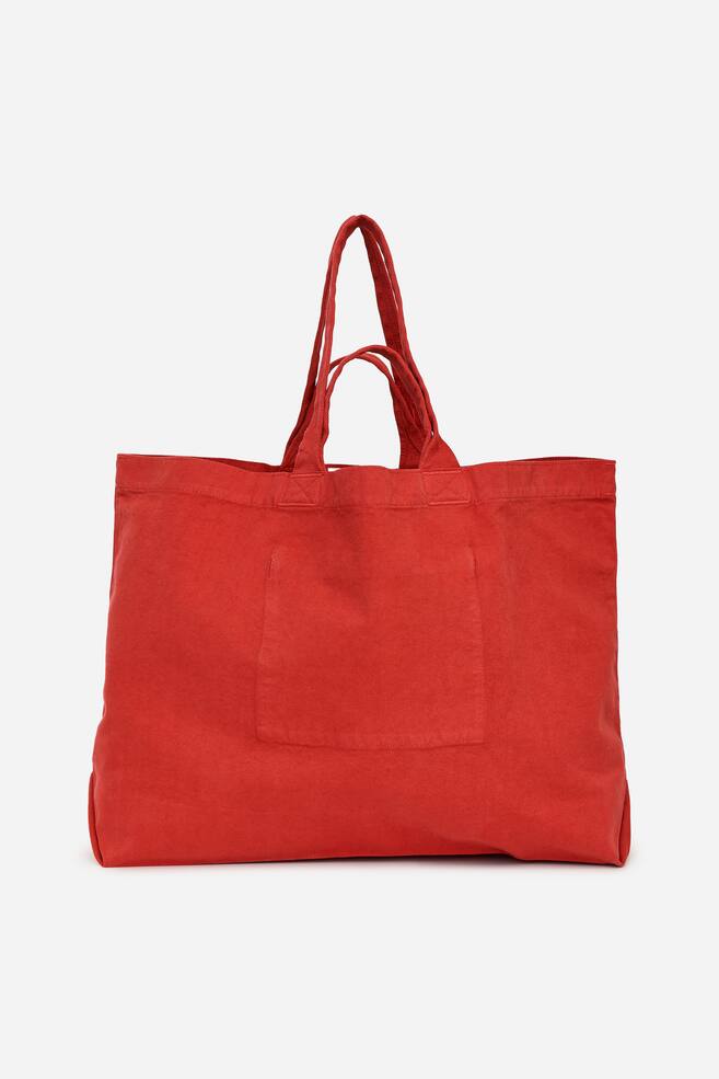 Oversized Canvas Tote - Red/Dusty Blue - 1