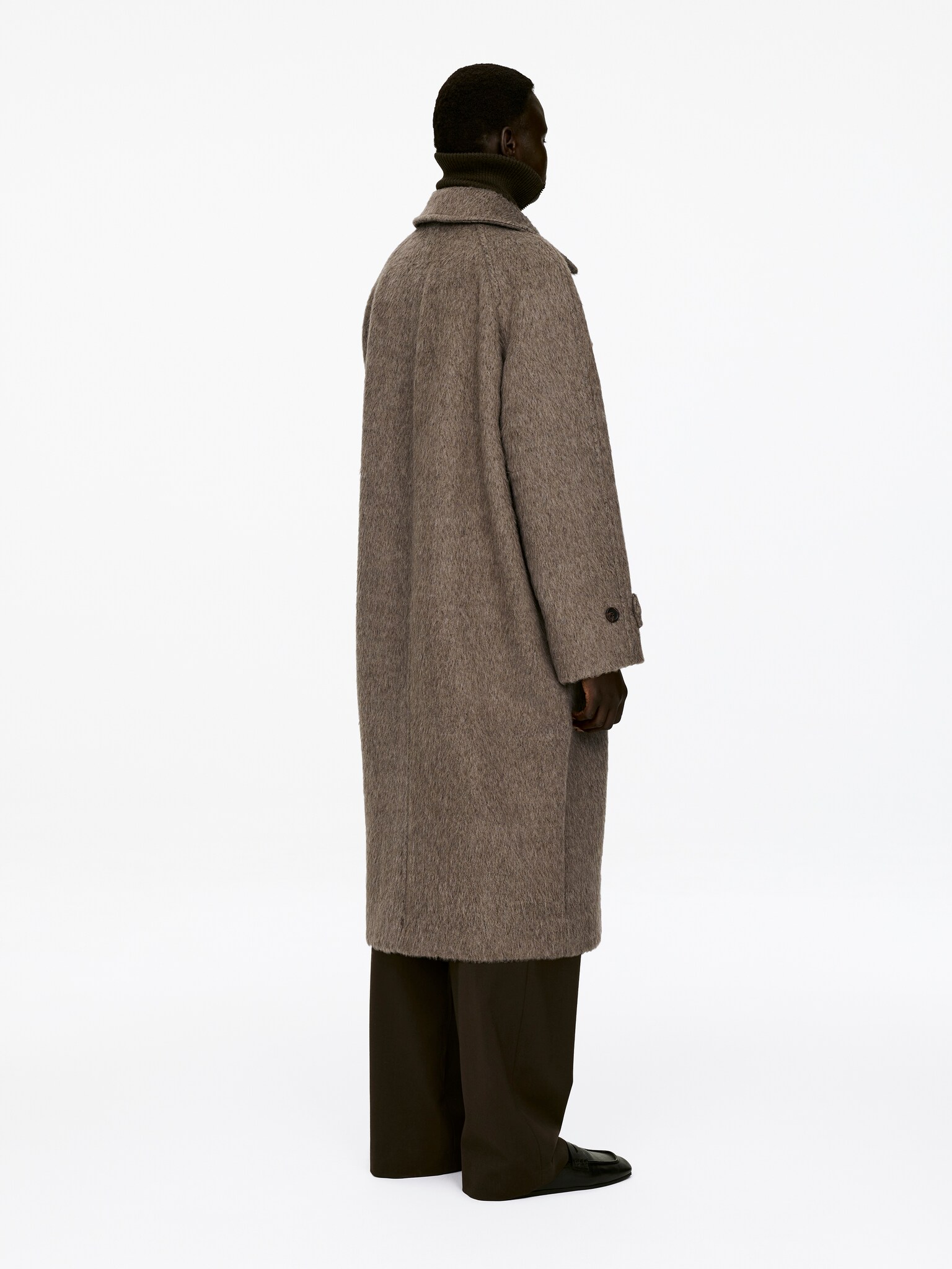 Wool-Alpaca Blend Coat - Dark Mole/Black - 7