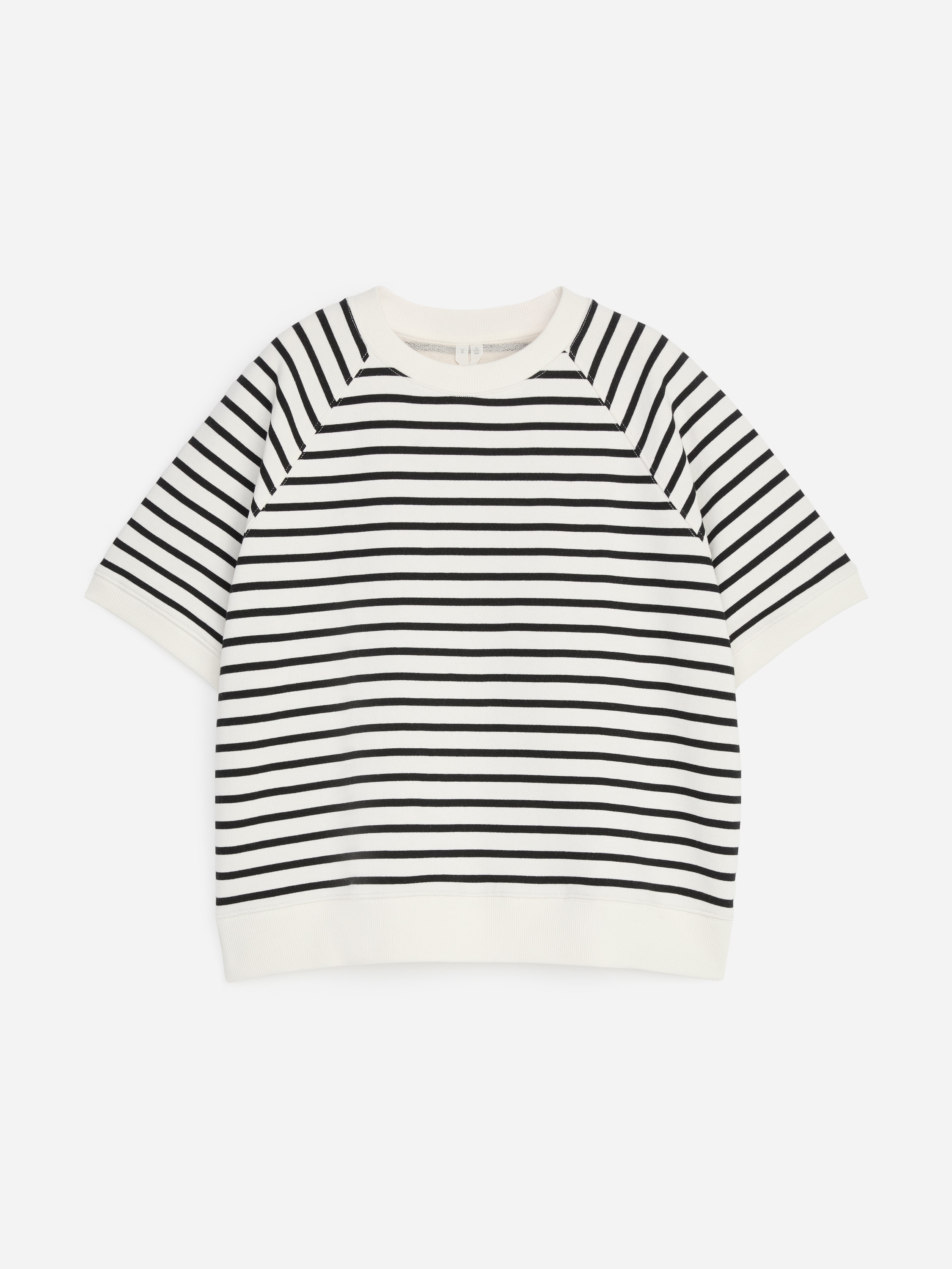Sweatshirt i fransk frotté - Råhvid/sort/Mørkeblå