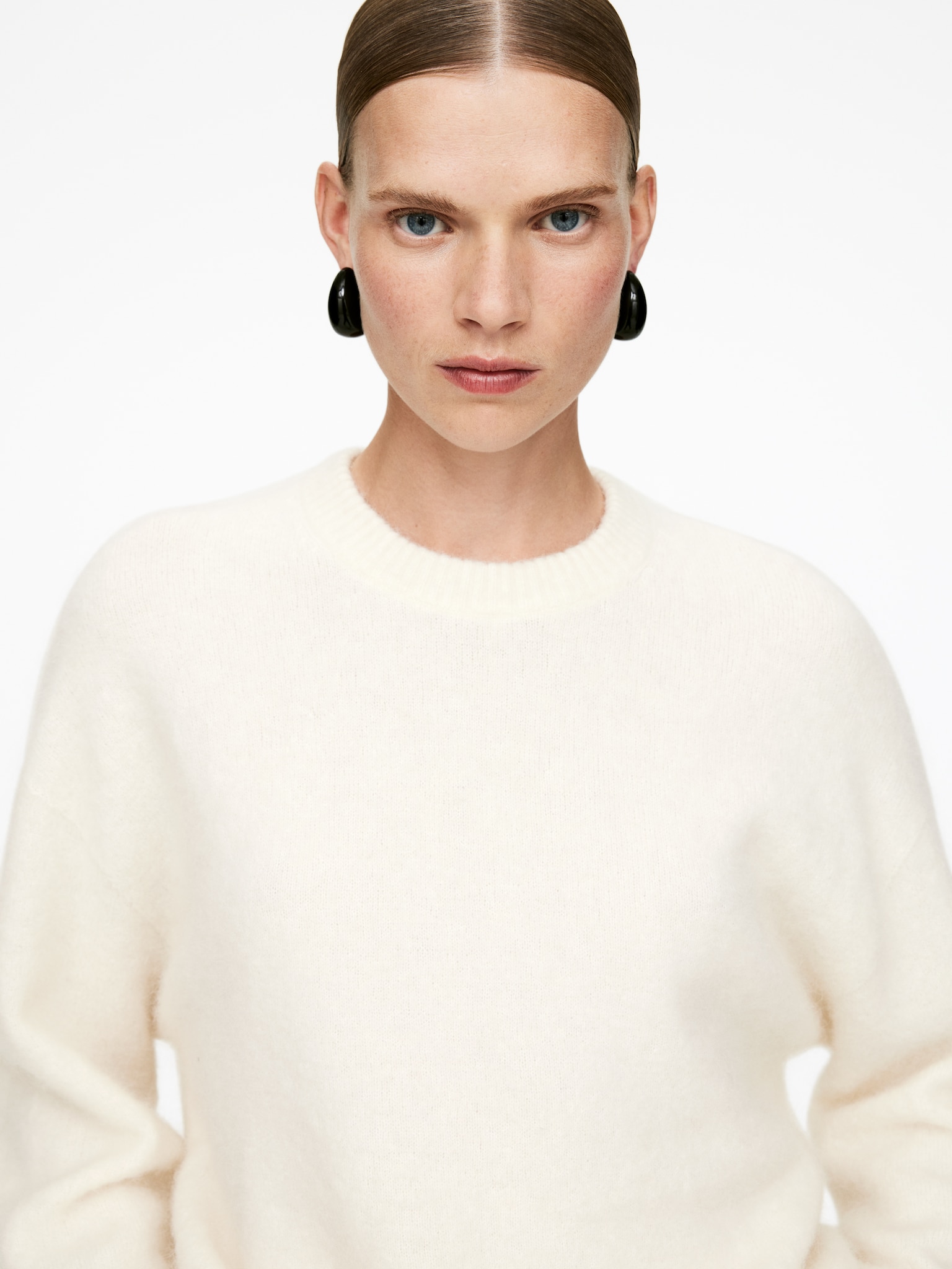Pullover aus Alpakawolle und Wolle - Cremeweiß/Schwarz/Beige/Rötliches Orange/Hellgrau - 3