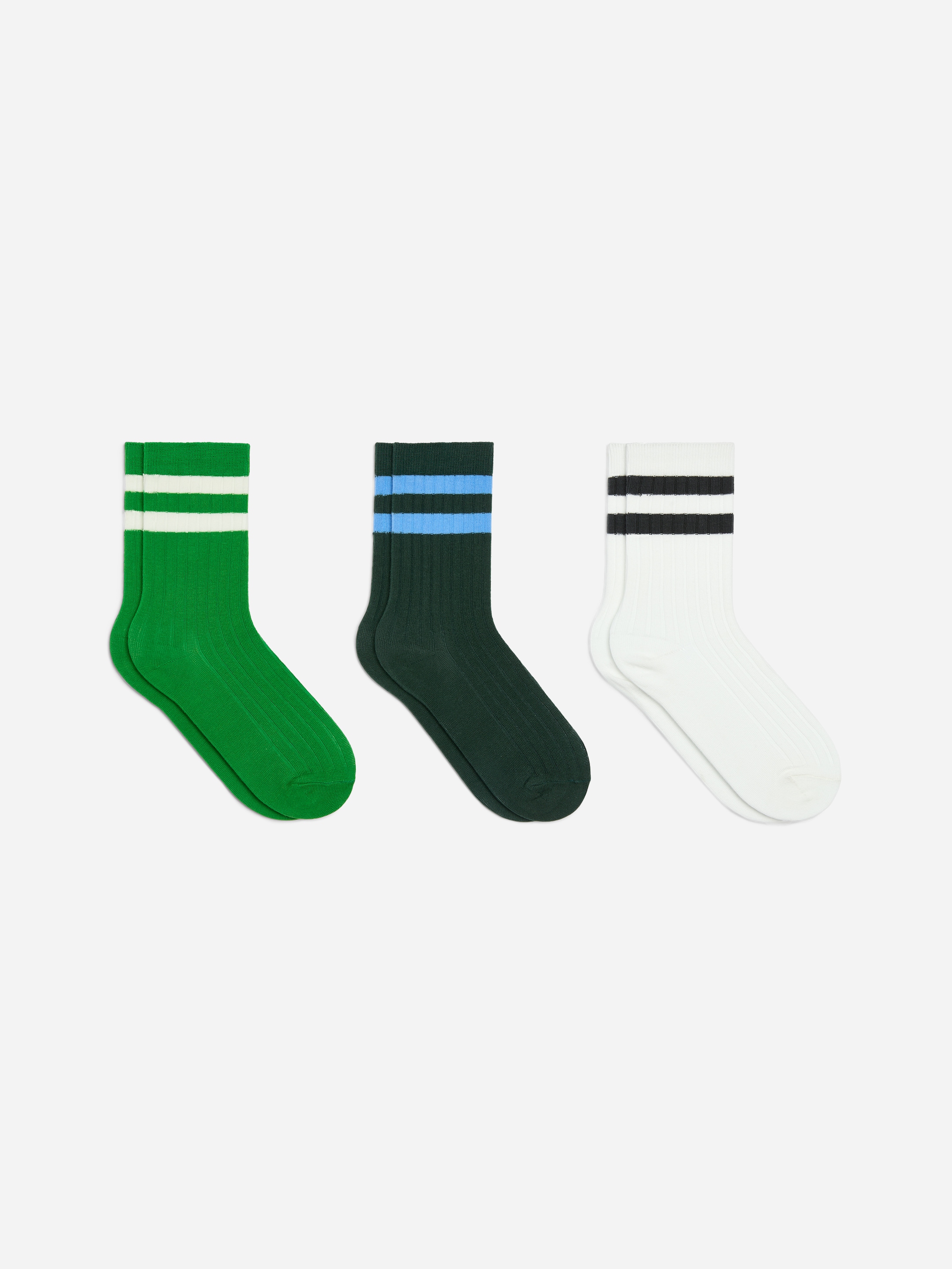 Gerippte Socken, 3er-Pack-Green-20468