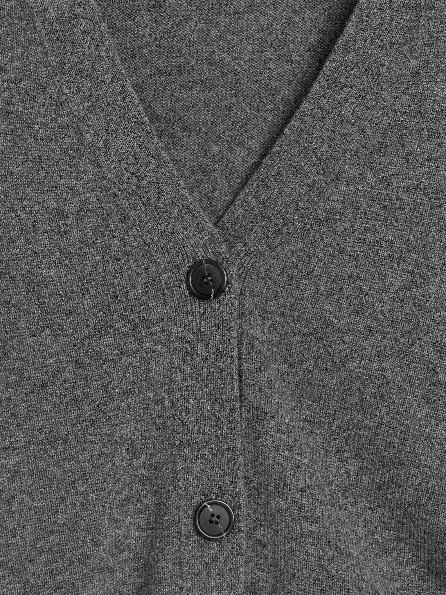 Cashmere-Wool Cardigan - Grey Melange/Black - 2