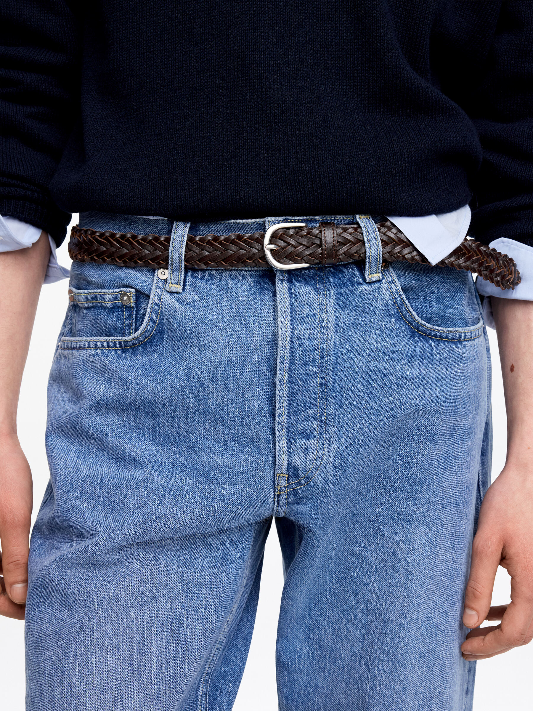 Ceinture en cuir tressé - Marron foncé - Homme - StillMedia/Lookbook - 4