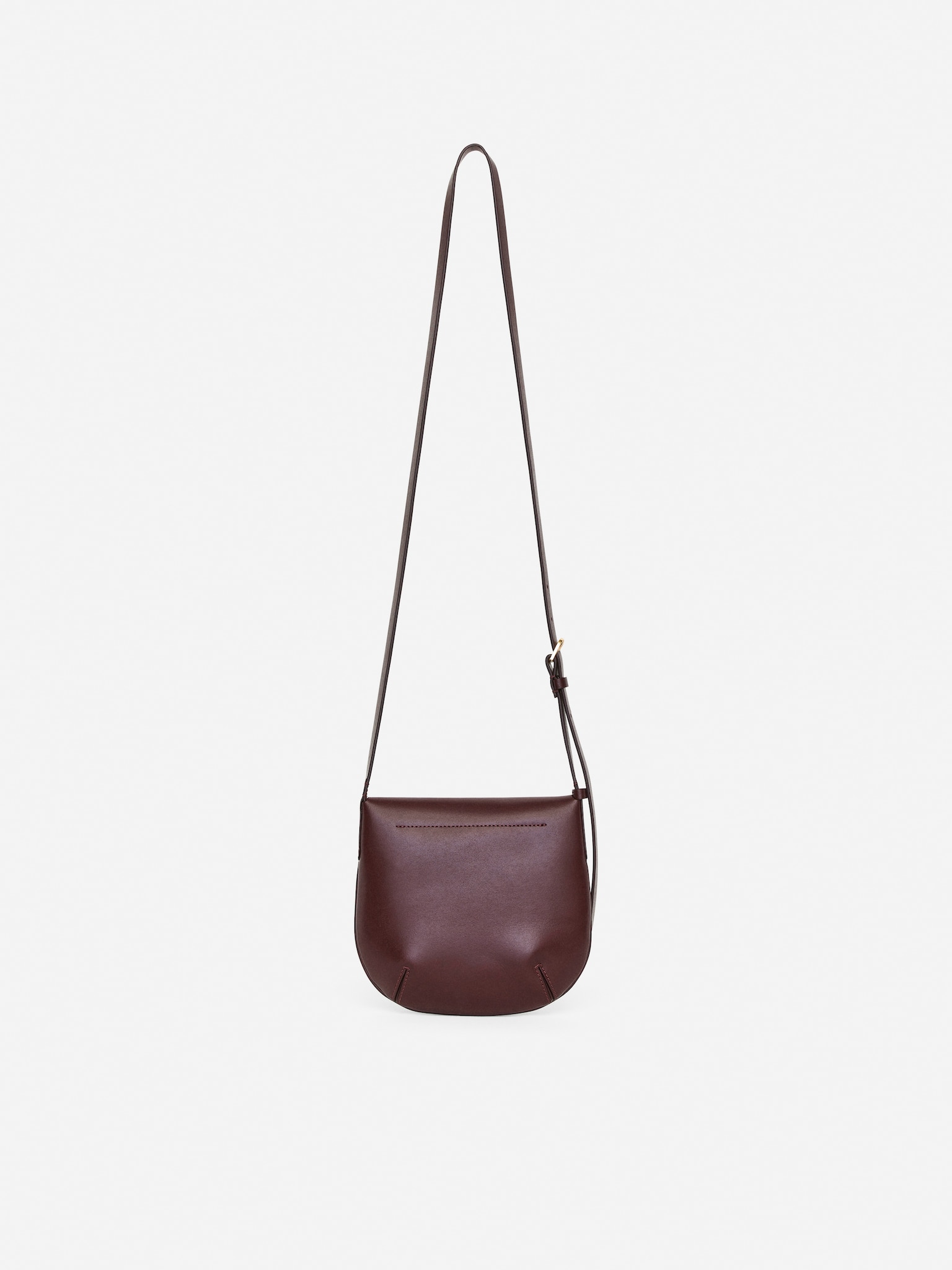 Leather Crossbody Bag - Dark Red/Black - 5