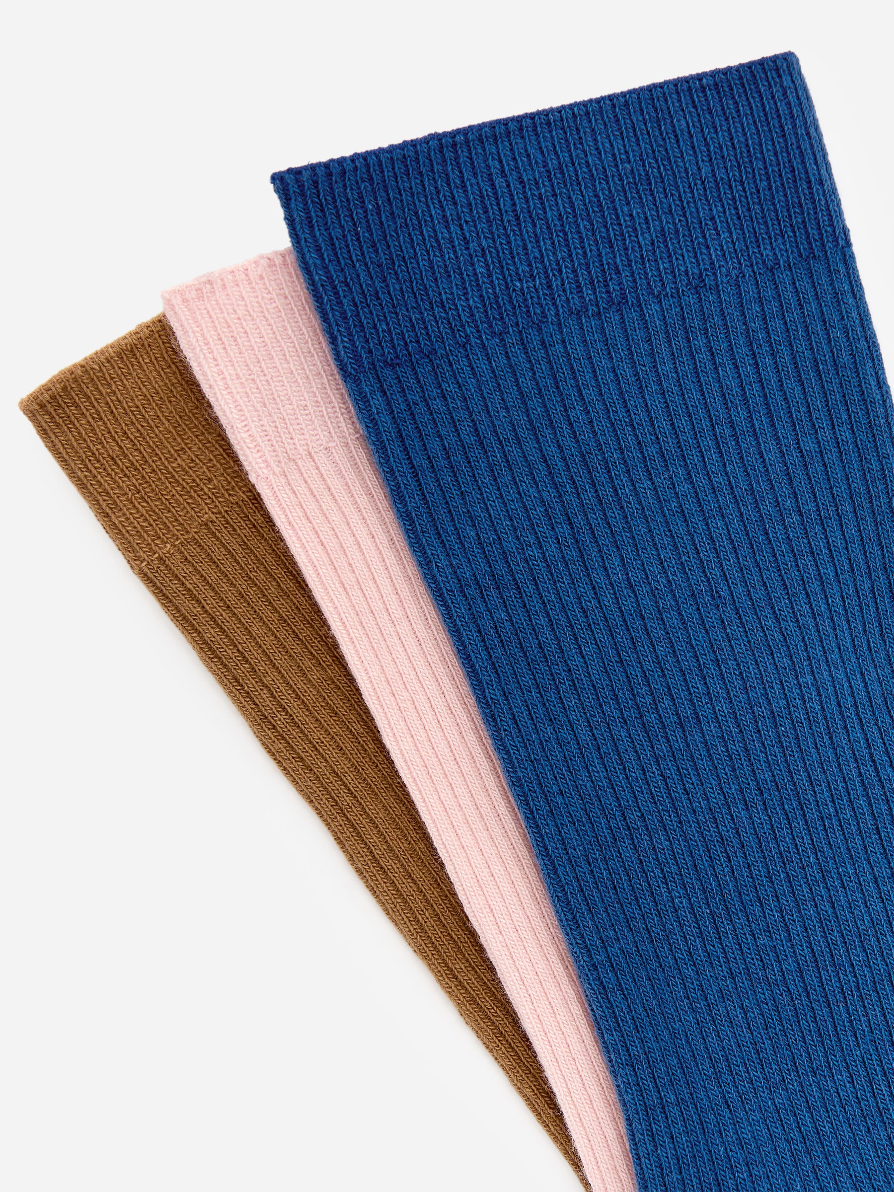 Cotton Rib Socks Set of 3 - Blue/Pink/Brown - Women - StillMedia/DescriptiveDetail - 1