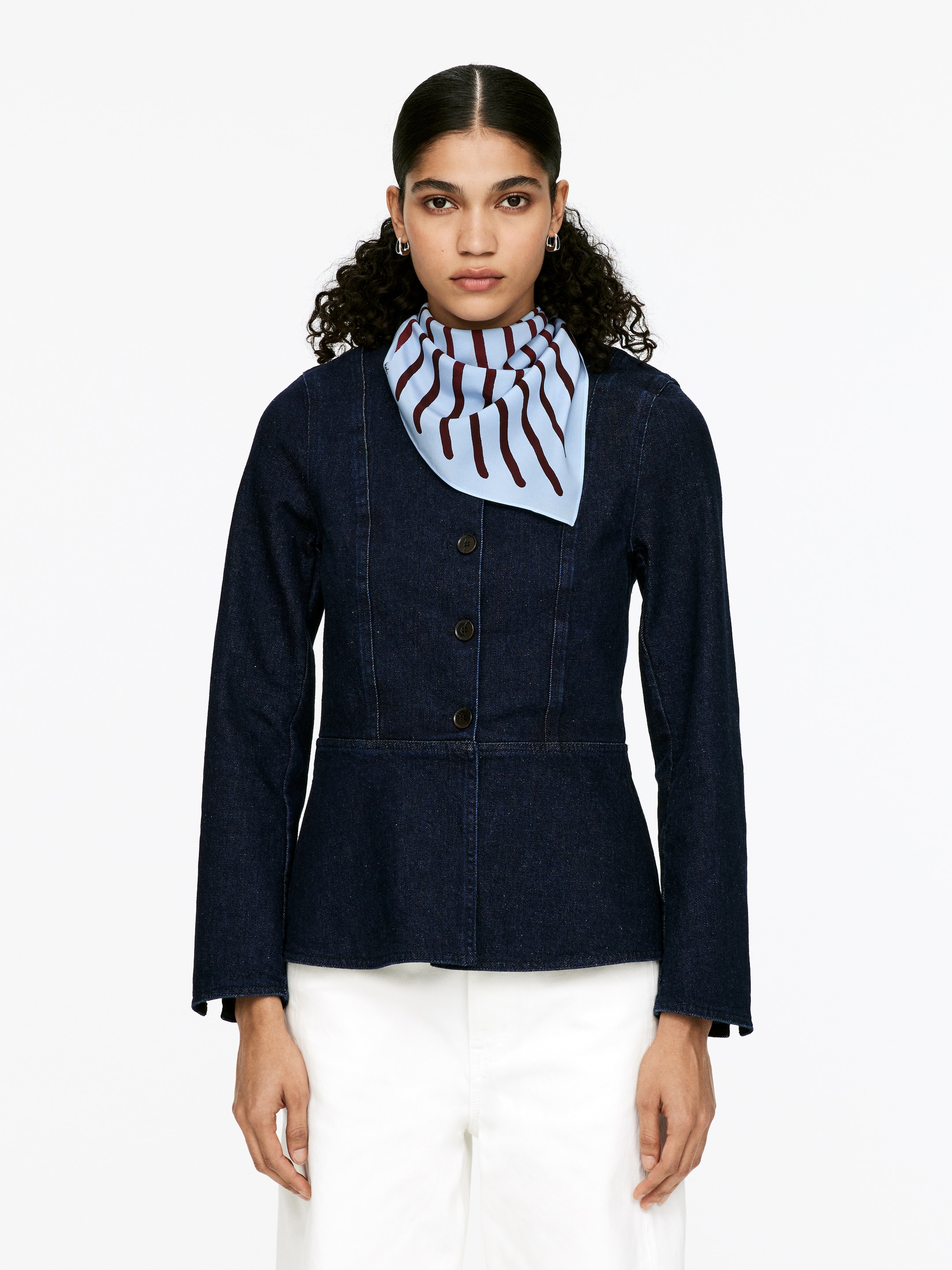 View larger image: Triangle Silk Scarf - Light Blue/Striped - Ladies | H&M GB 2
