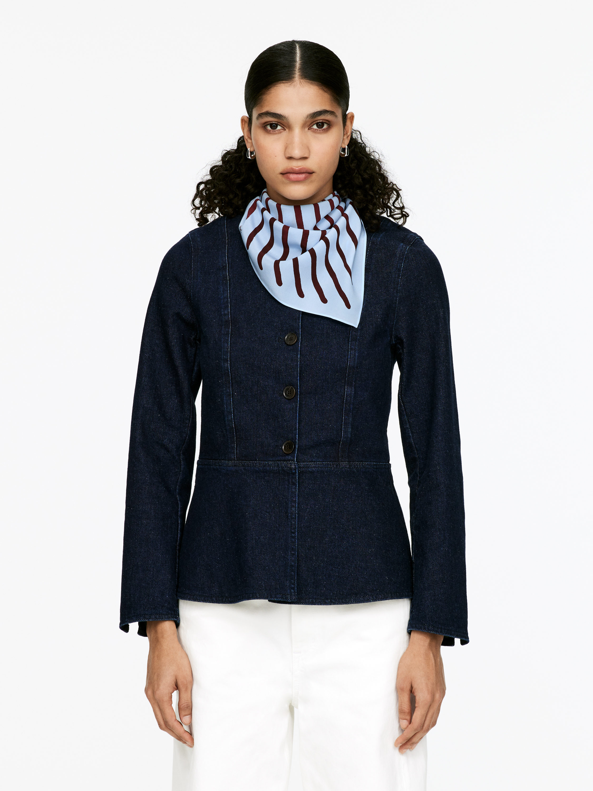 Triangle Silk Scarf - Light Blue/Striped - Women - StillMedia/Lookbook - 4
