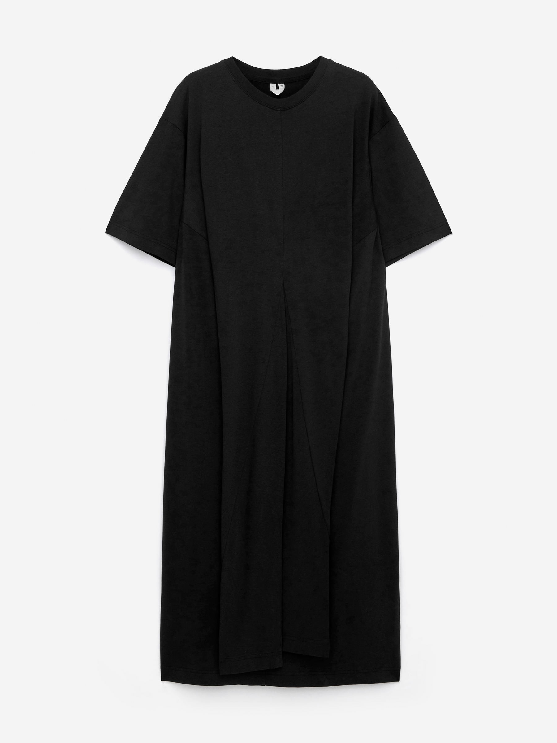Vestido camiseta de corte midi-Negro-16350