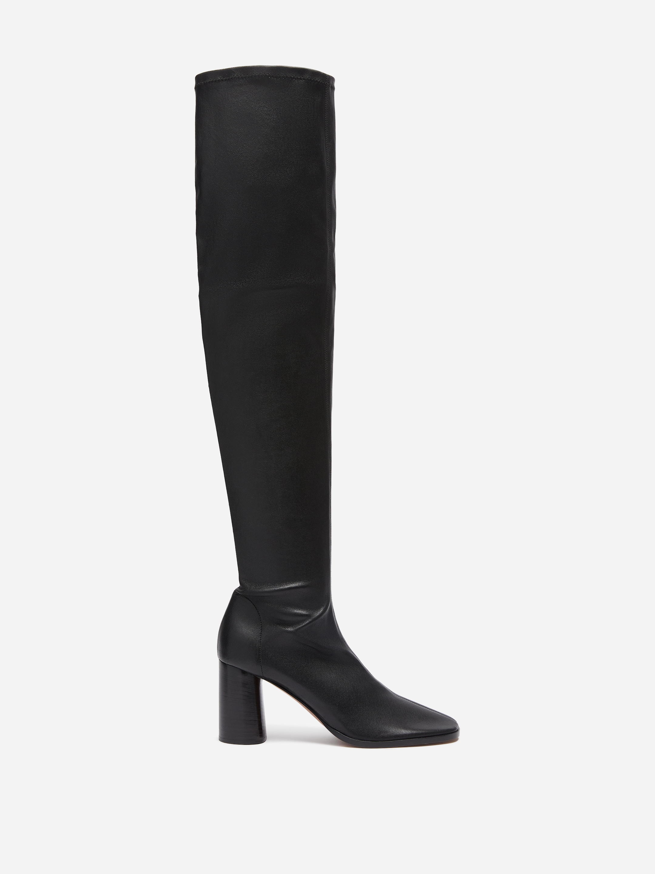Stretch Leather Over-the-Knee Boots-Black-20181