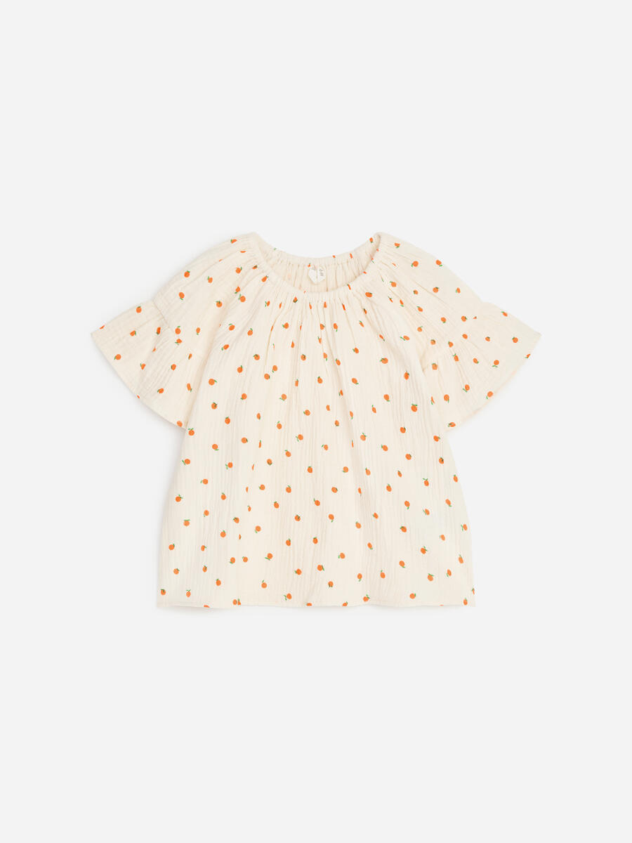 ARKET Girls  Cotton Muslin Frill Blouse White,  size 122
