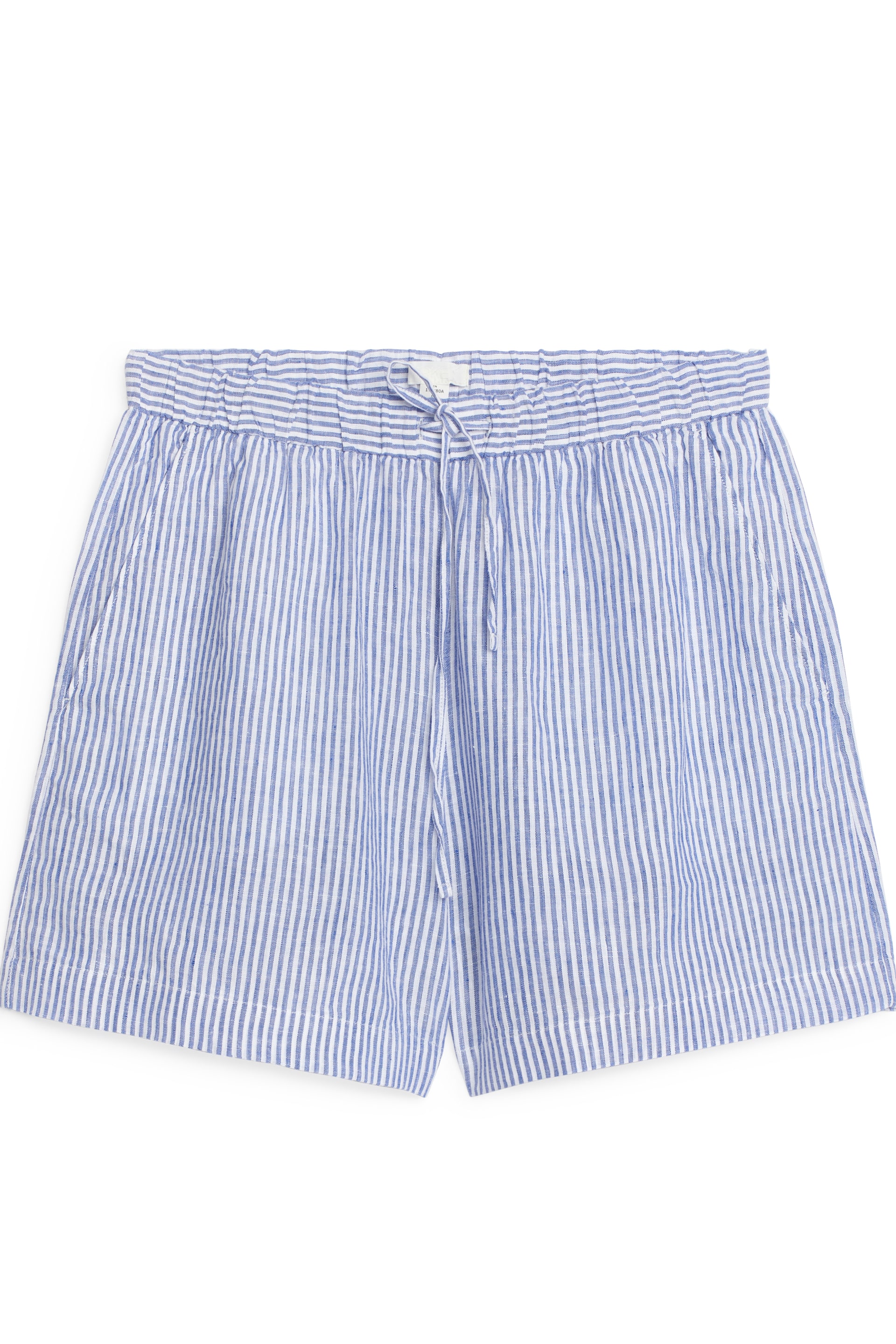 Visa större bild: Shorts i linne - Vit/blå - DAM | H&M SE 1