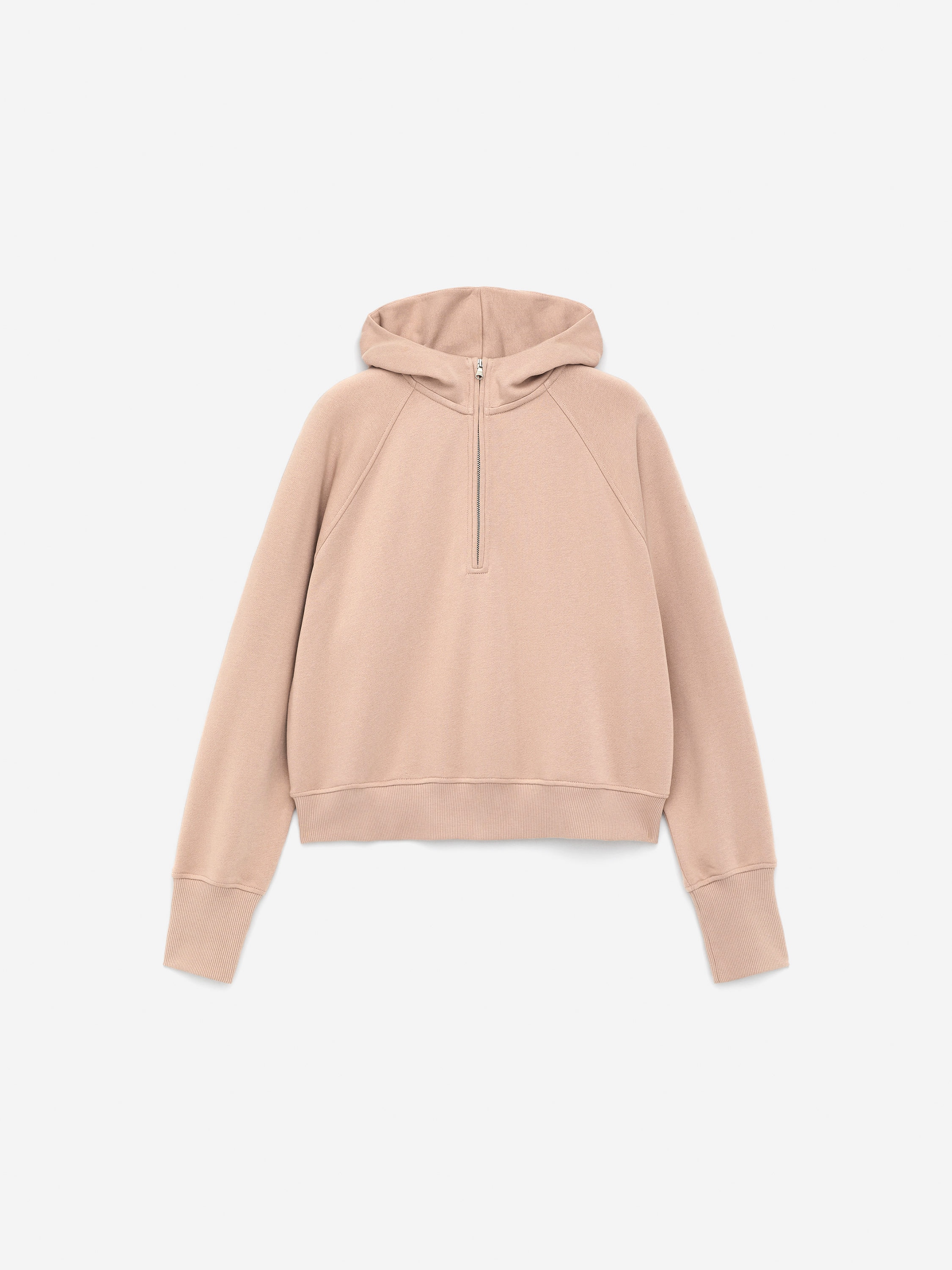 Half-Zip Hooded Sweatshirt-#BEA894-16980