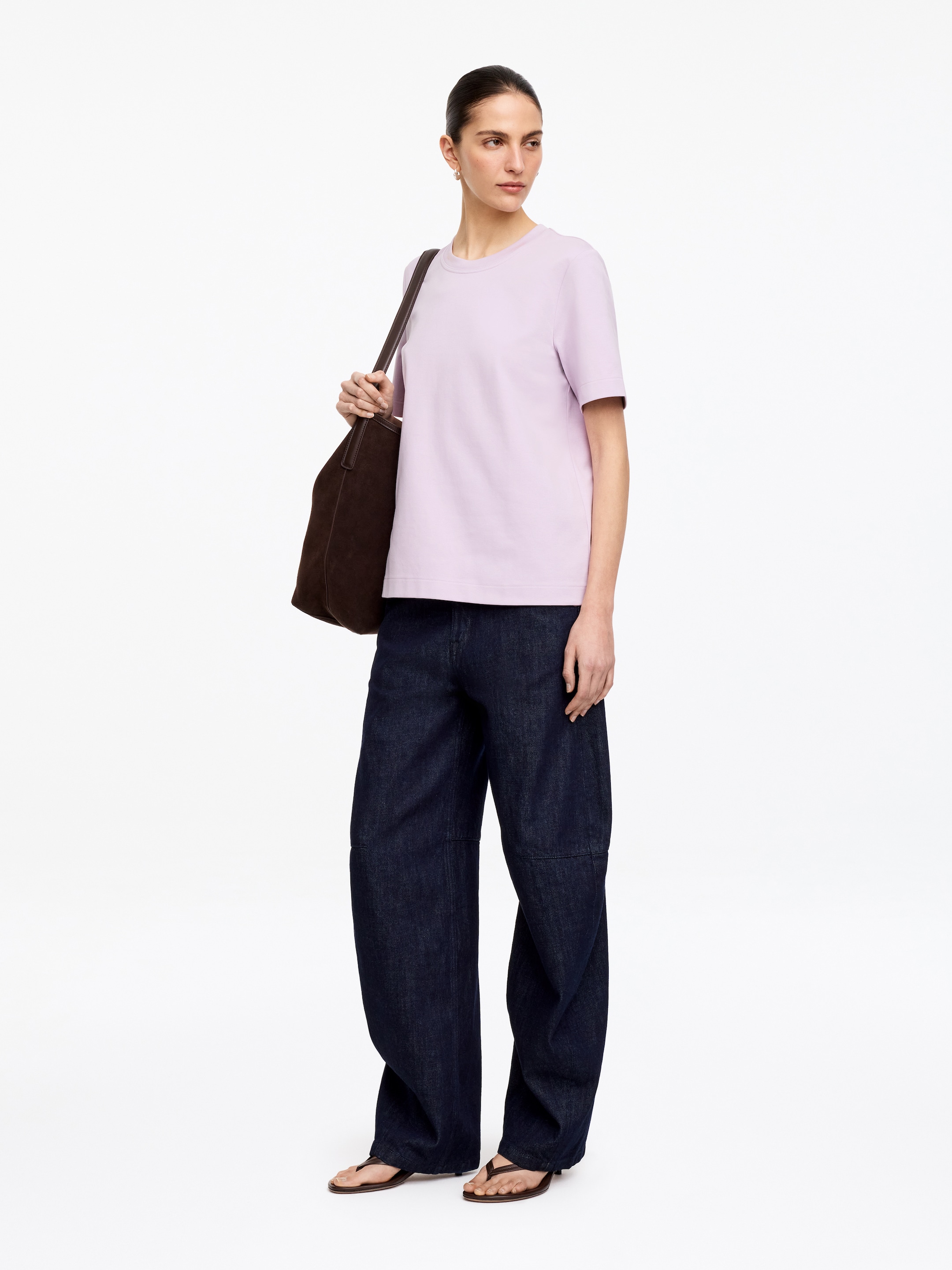 Strukturalny T-shirt Signature - Liliowy - Fason normalny - Women - StillMedia/Lookbook - 2