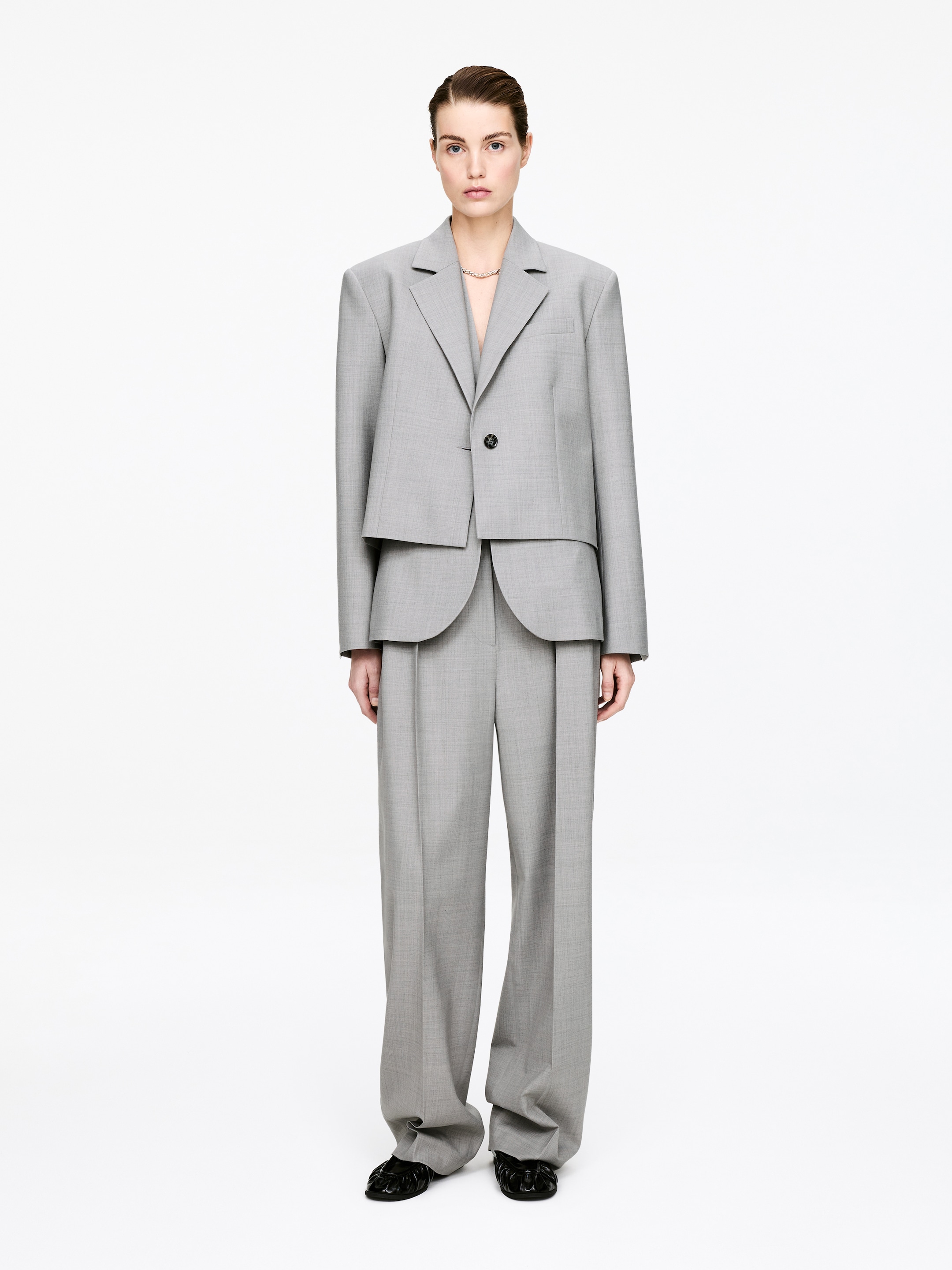 Cropped Blazer-#a6a6a6-17946