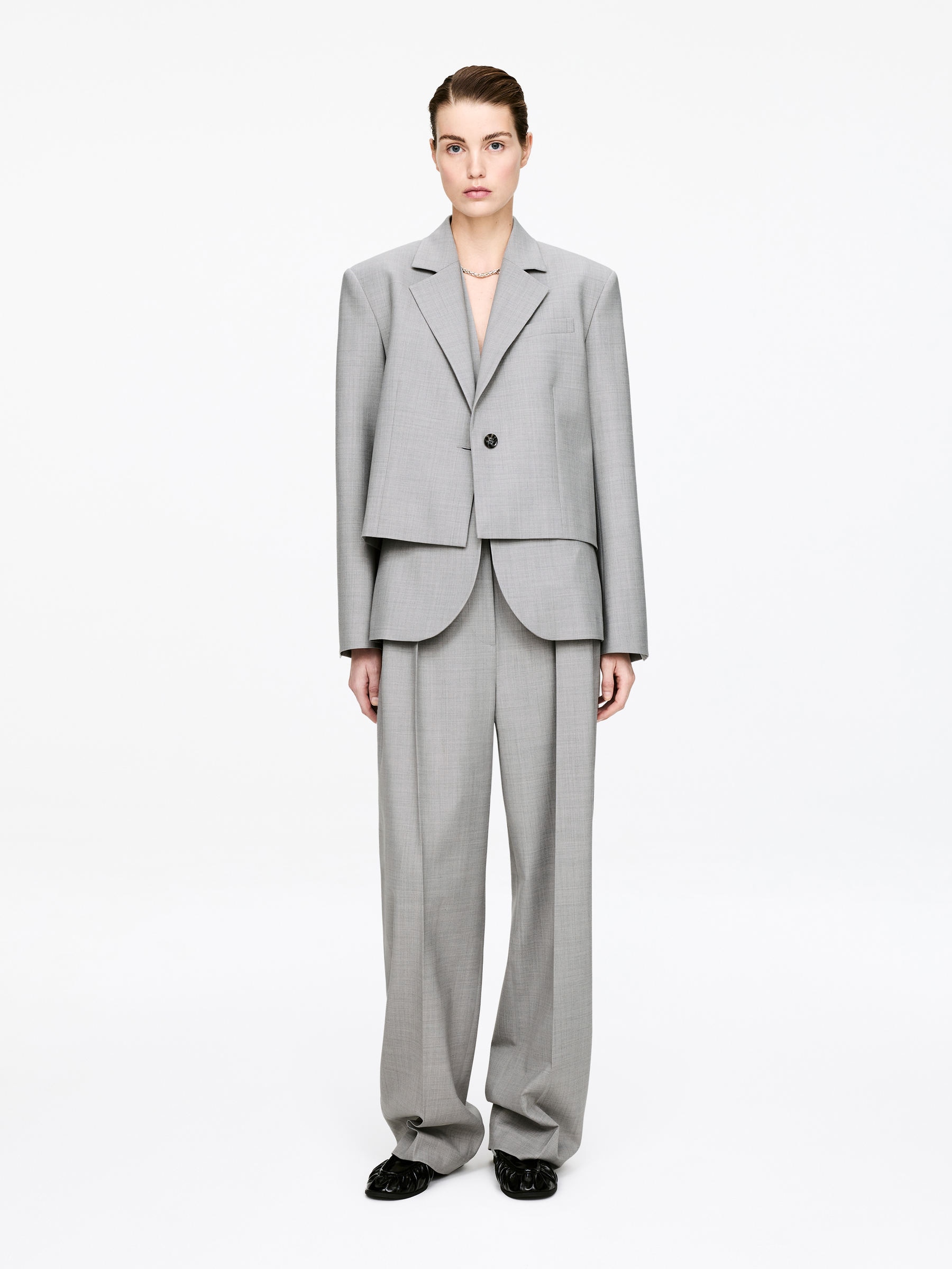 Cropped Blazer-#ABB0B2-17946