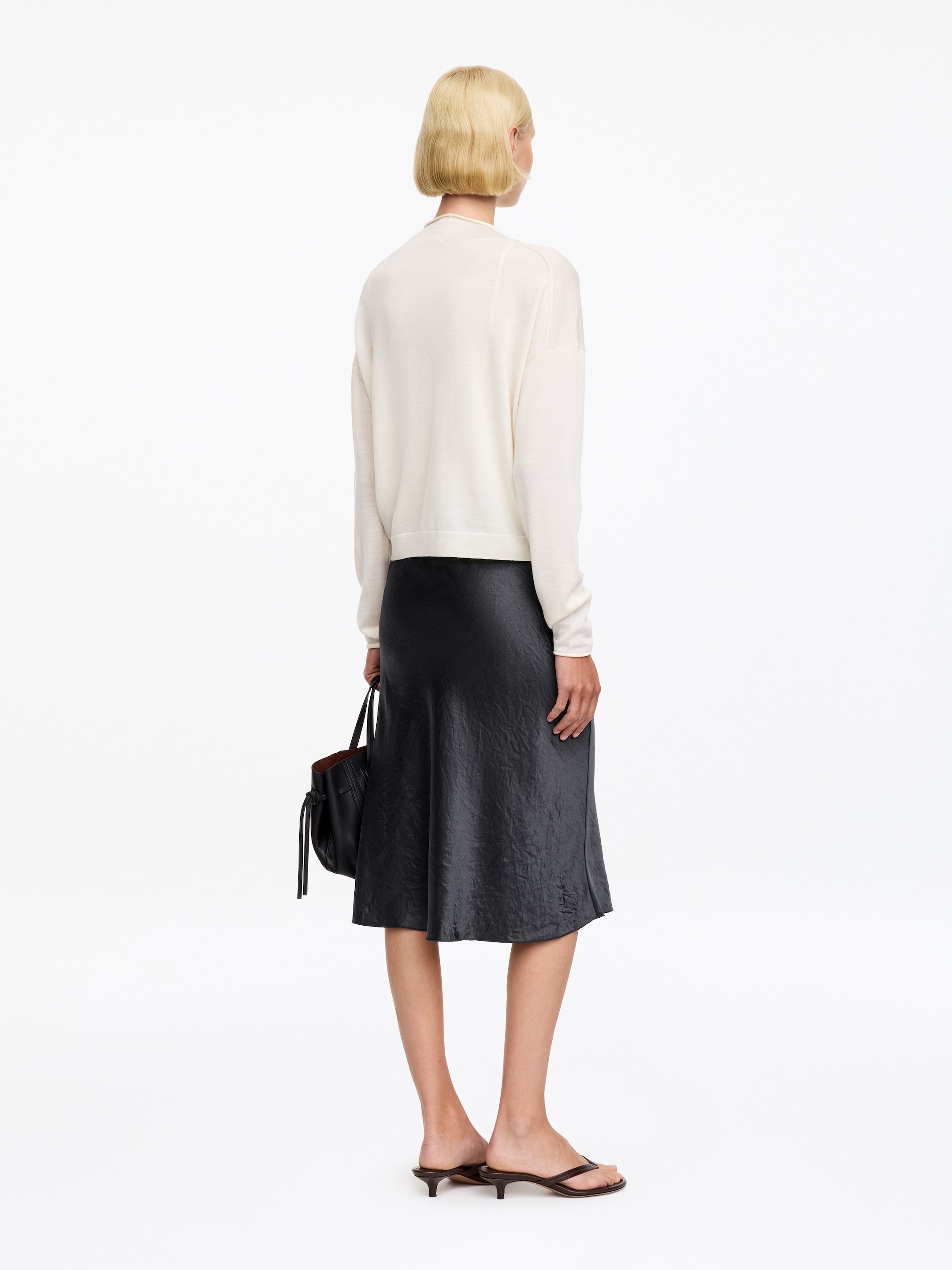 Falda lencera de satén - Gris oscuro - Corte estándar - Women - StillMedia/Lookbook - 2