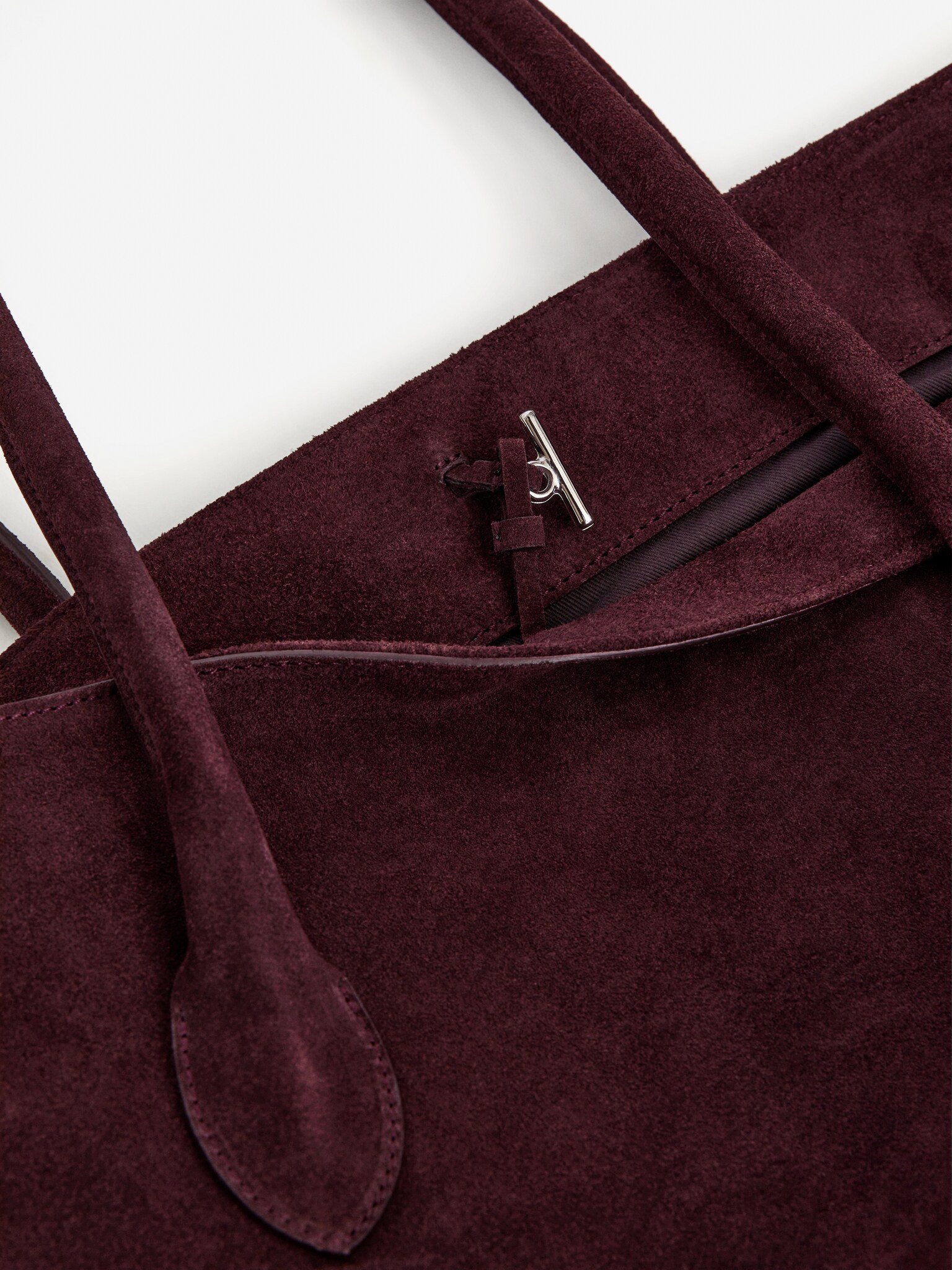 Slouchy Leather Tote - Burgundy/Brown - 4