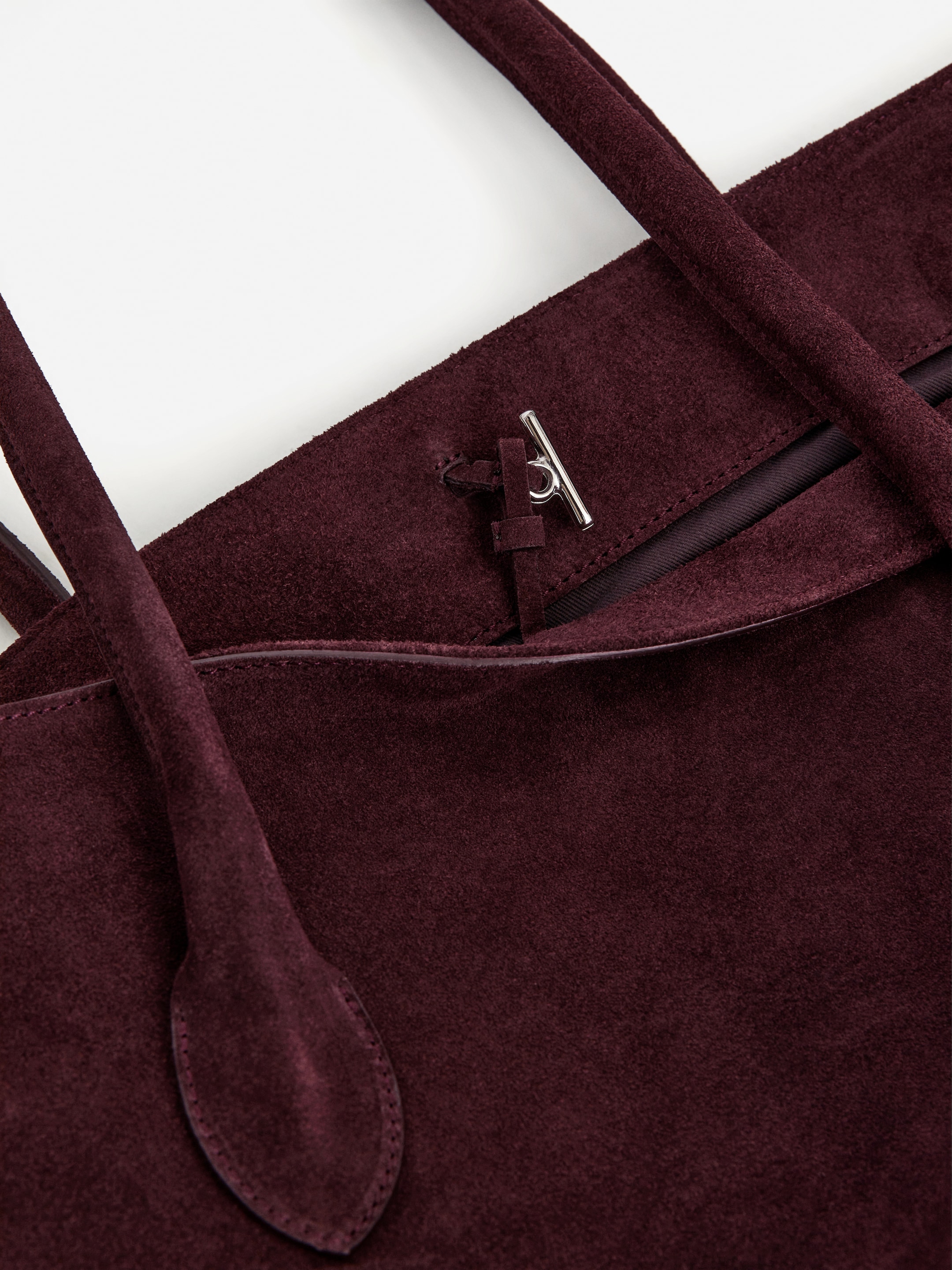 Slouchy Split Suede Tote - Burgundy - Women - StillMedia/DescriptiveDetail - 4