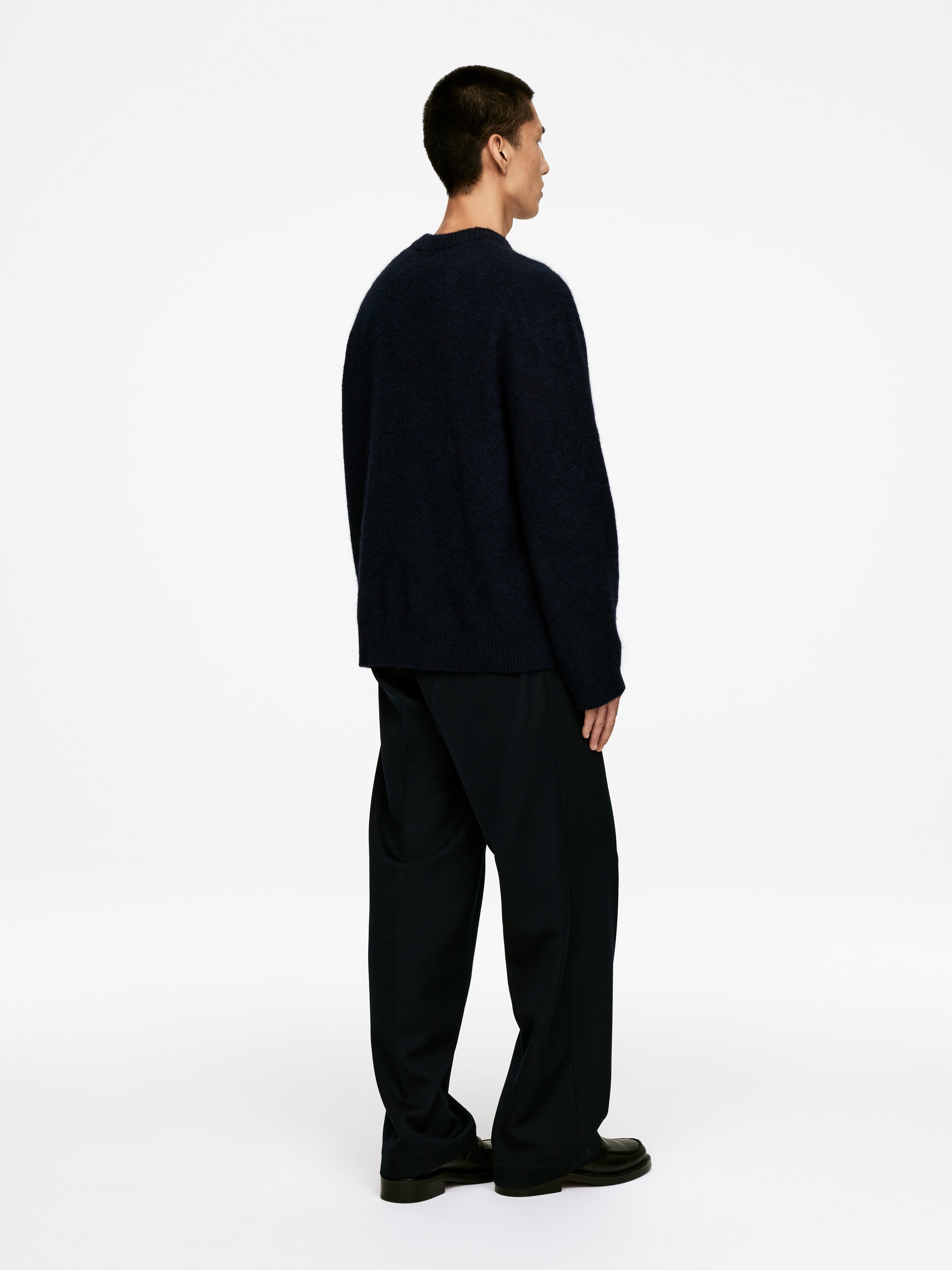 Relaxed Alpaca Wool Blend Jumper - Dark Blue - Relaxed fit - Men - StillMedia/Lookbook - 5