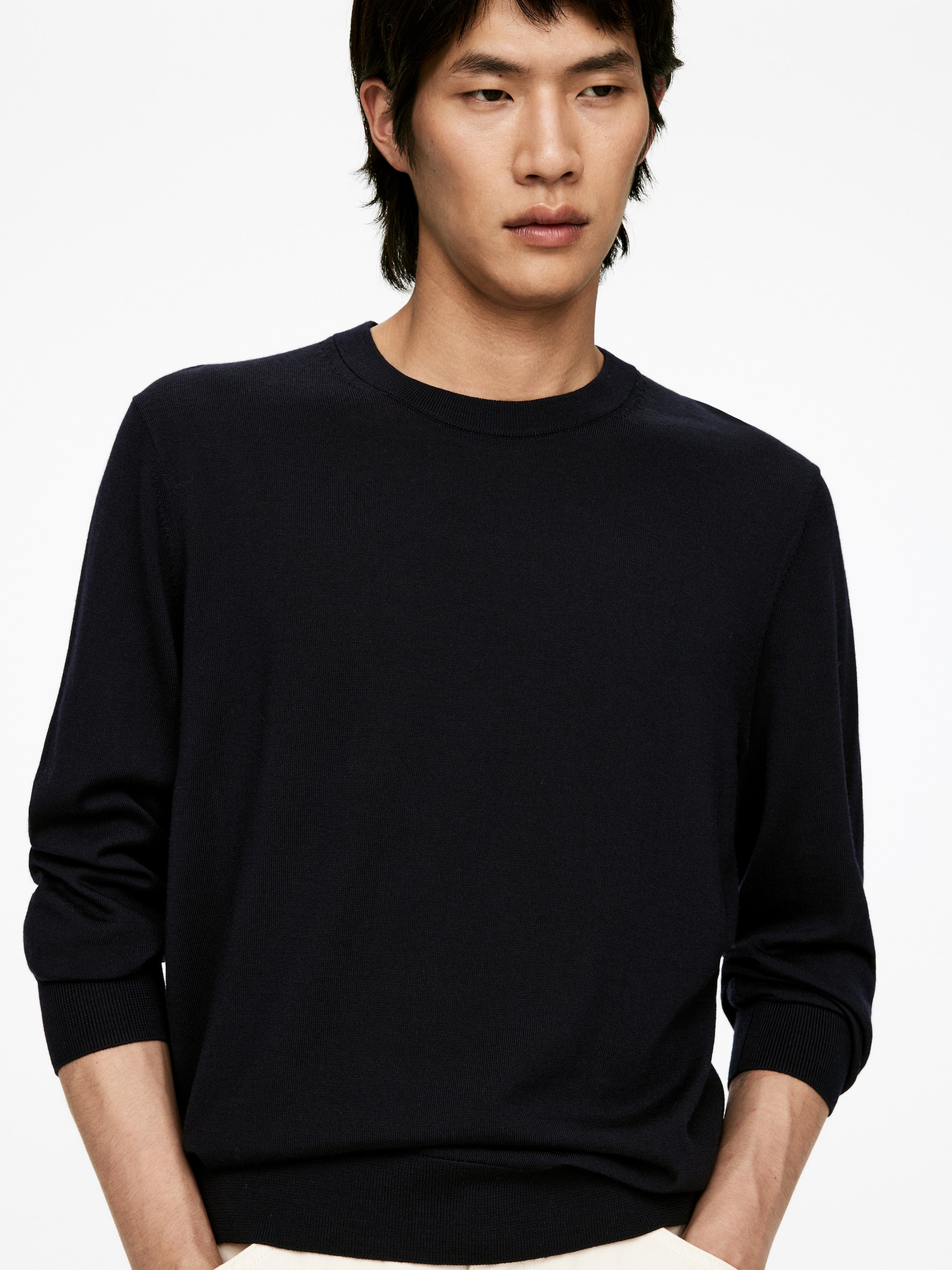 Zobrazit větší obrázek: Jemný pletený svetr z merino vlny - Tmavě modrá - MUŽI | H&M CZ 3