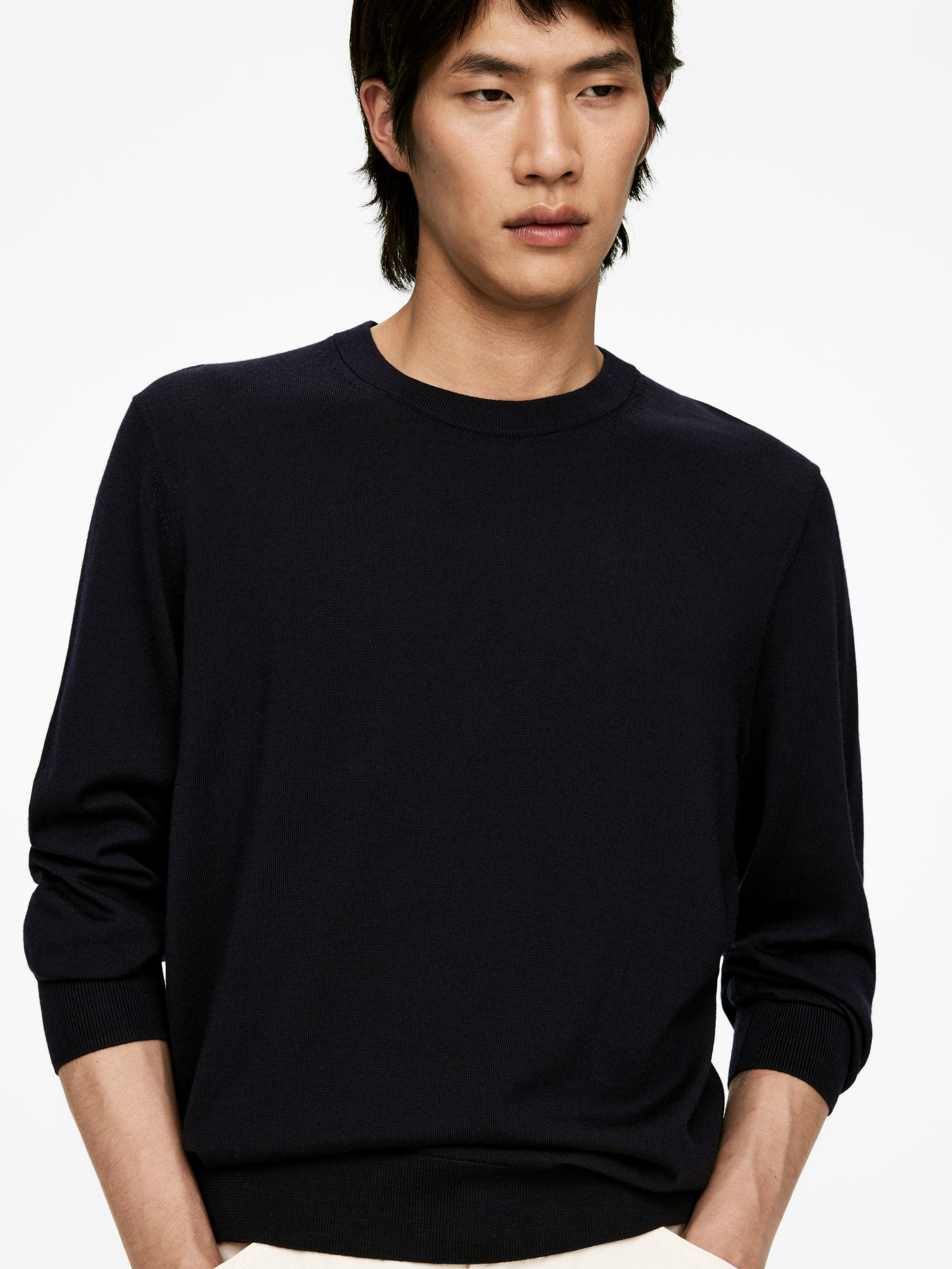 Fine Knit Merino Jumper - Dark Blue - Regular fit - Men - StillMedia/Lookbook - 43