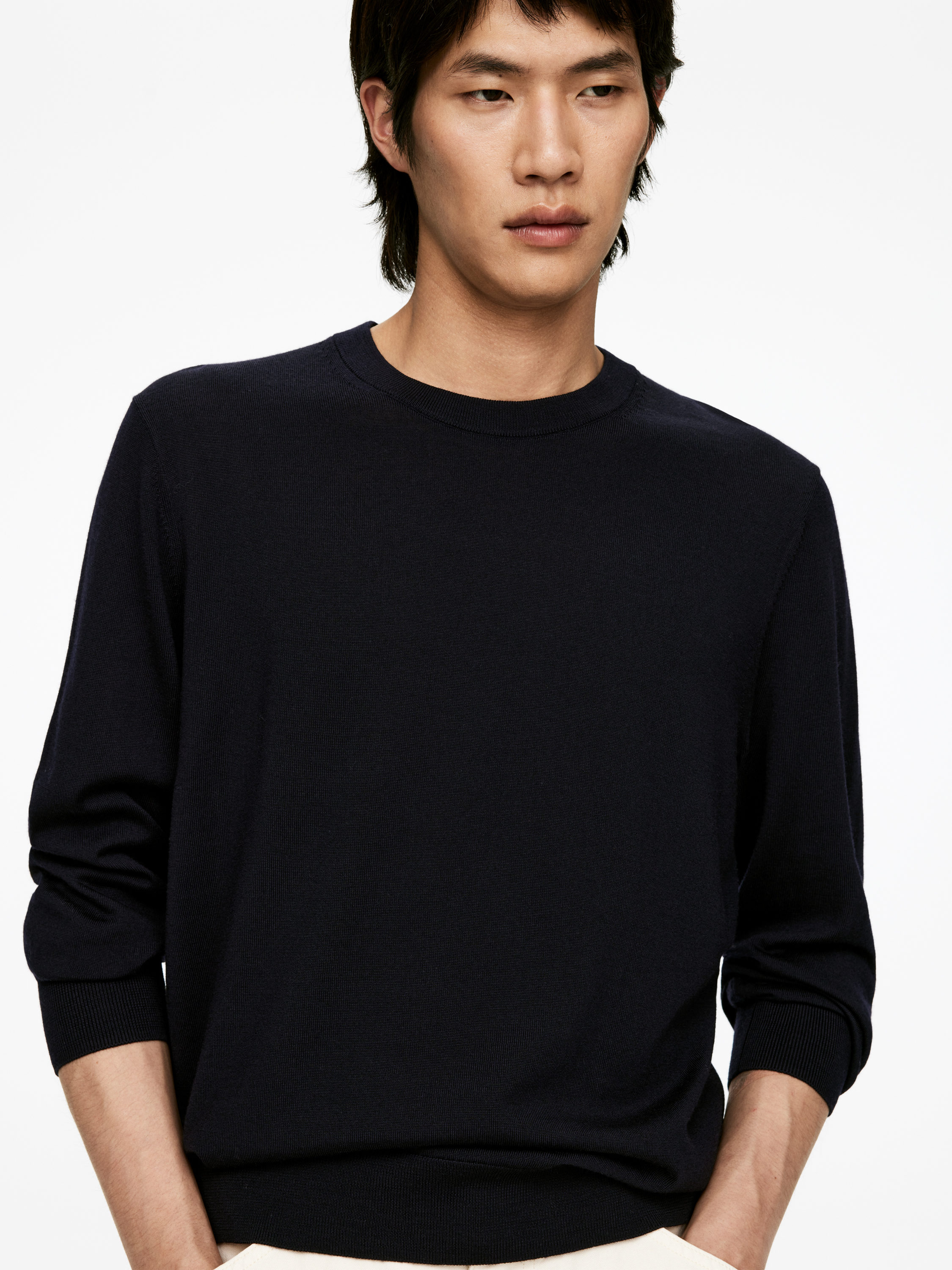 Fine Knit Merino Jumper - Dark Blue - Regular fit - Men - StillMedia/Lookbook - 43
