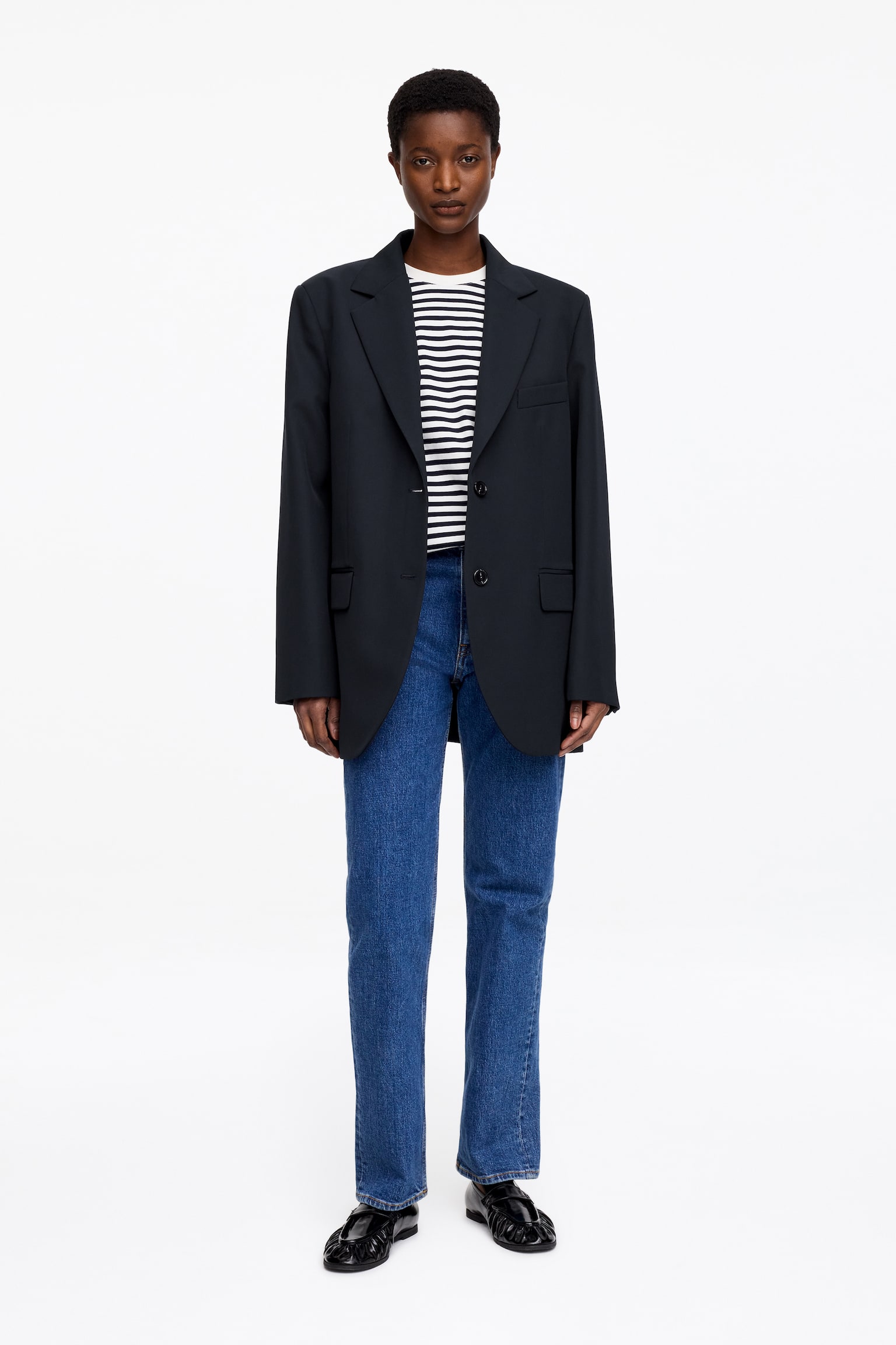 Kavaj i ullblandning - Mörkblå - 1