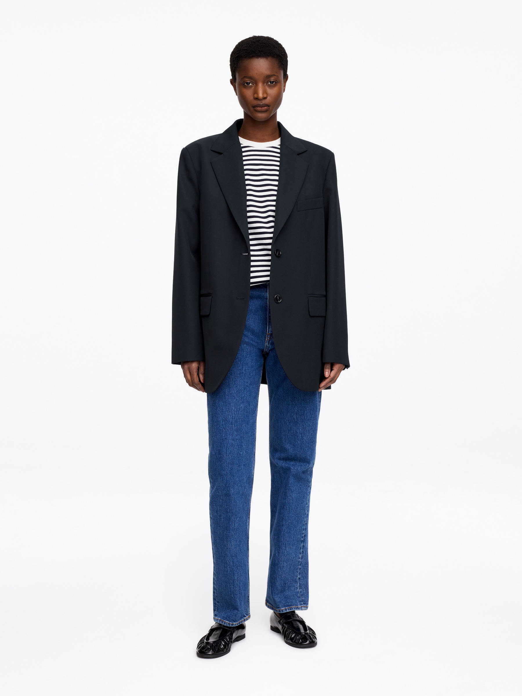 Blazer en laine mélangée-#0A041F-18258