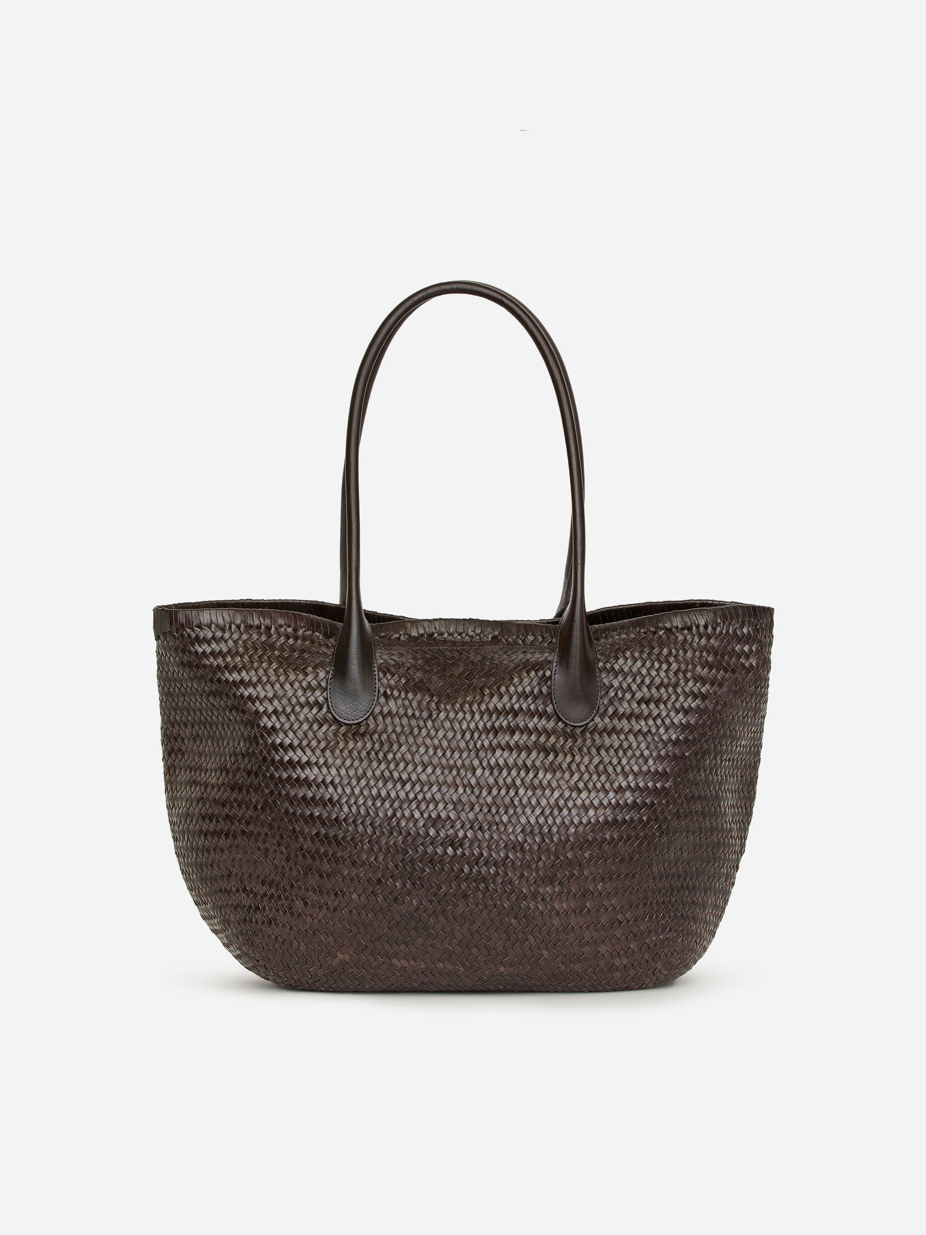 Woven Leather Tote-#44353B-18591