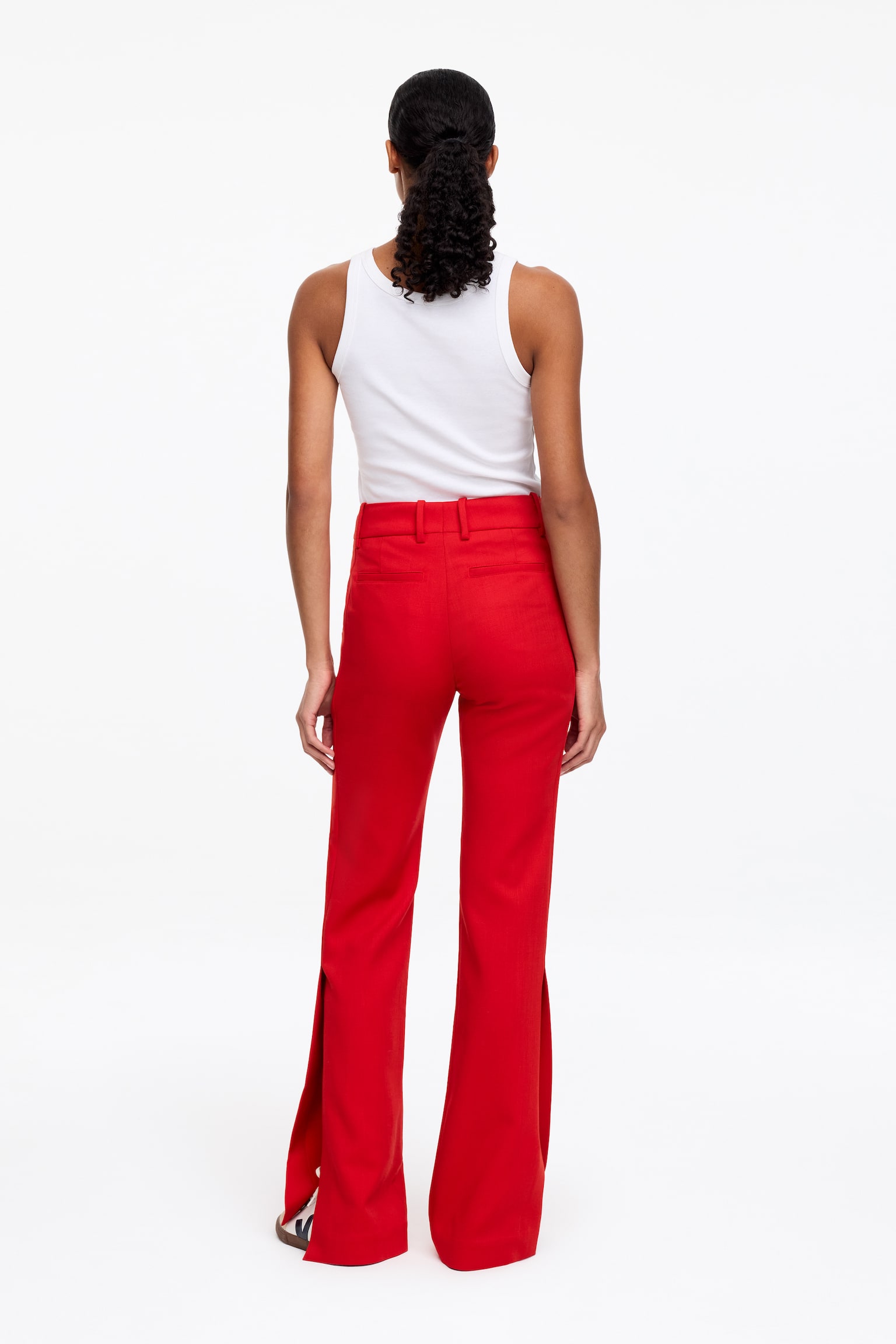 Pantalon tailleur fendu - Rouge/Noir - 4