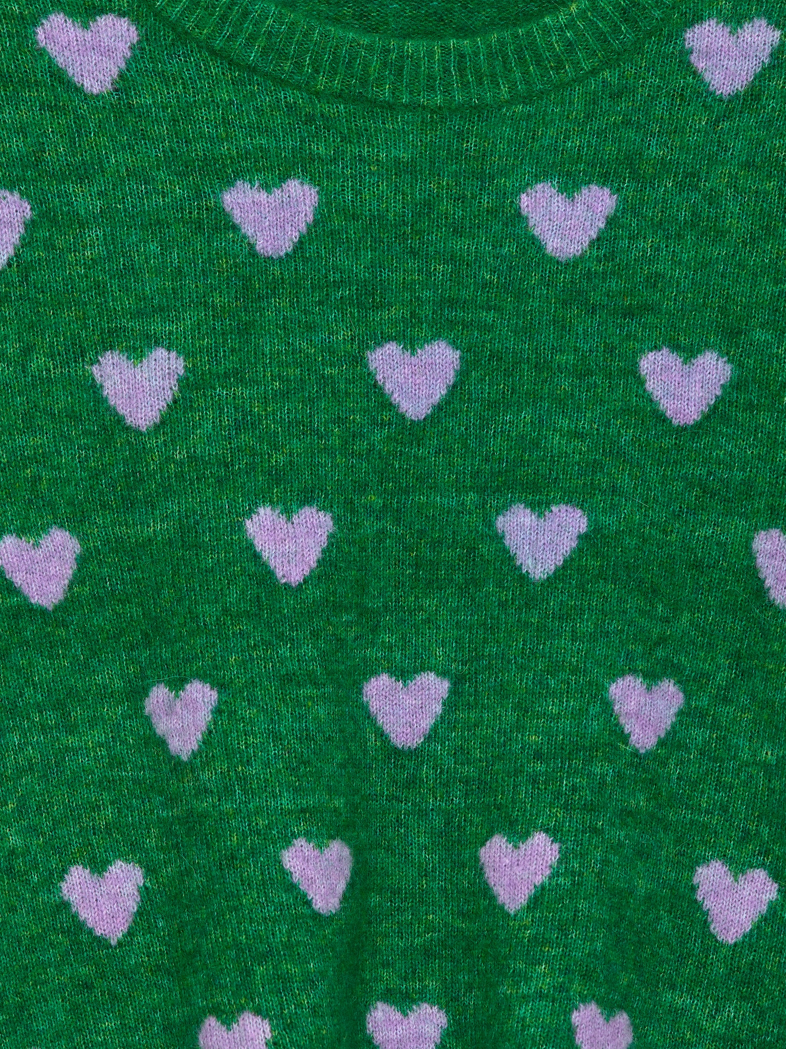 Pull en maille intarsia - Vert/Cœurs lilas/Lilas/Marguerites - 2
