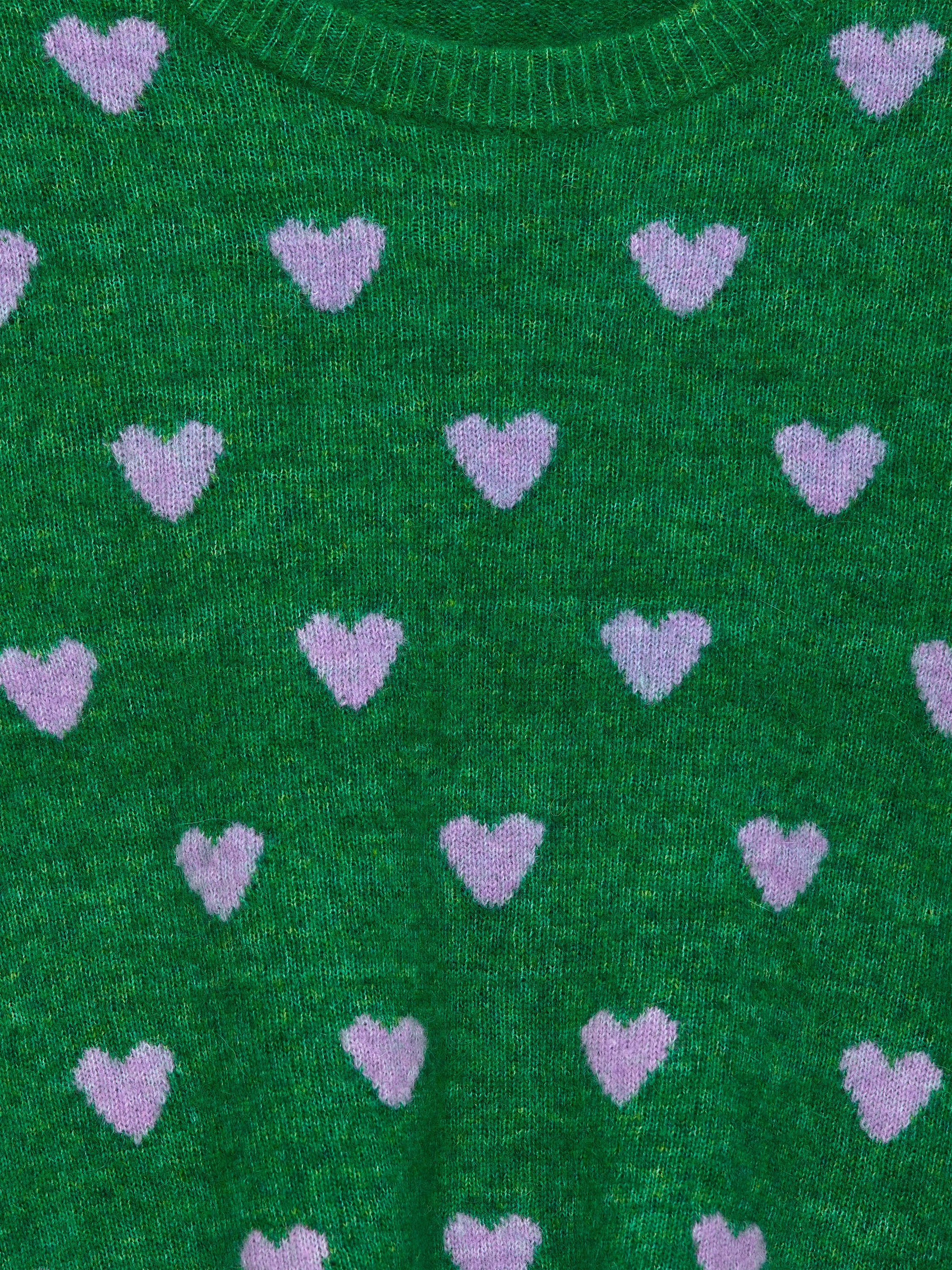 Intarsia Knit Jumper - Green/Lilac Hearts - Regular fit - Children - StillMedia/DescriptiveDetail - 3