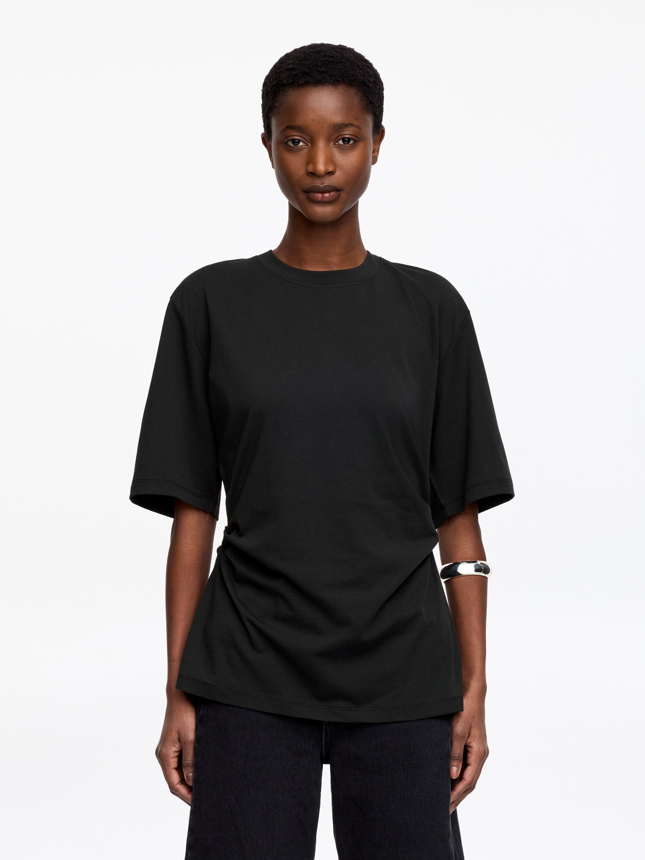T-shirt drappeggiata - Nero/Bianco