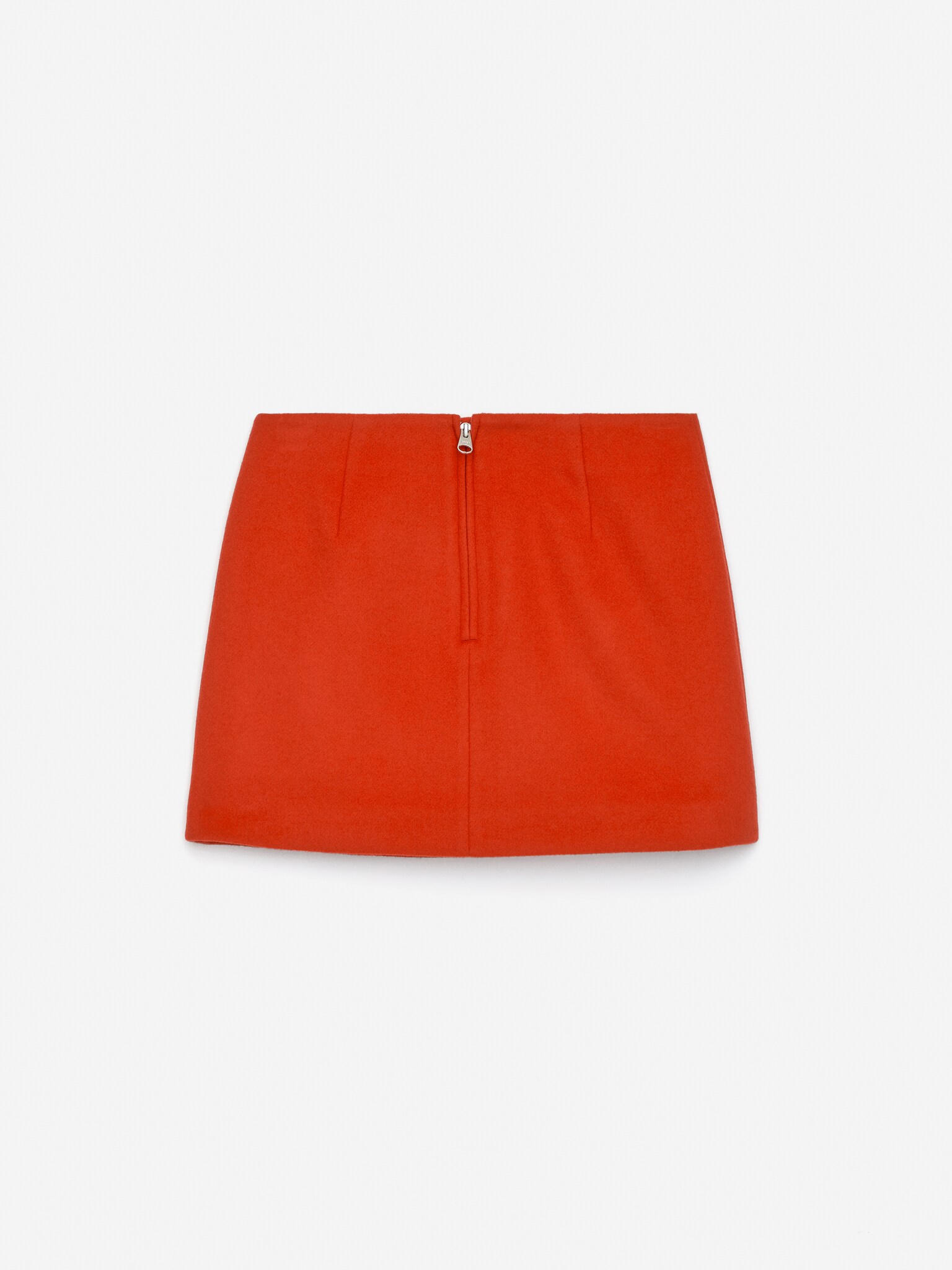 Mini-jupe en mélange de laine - Orange/Gris foncé - 7