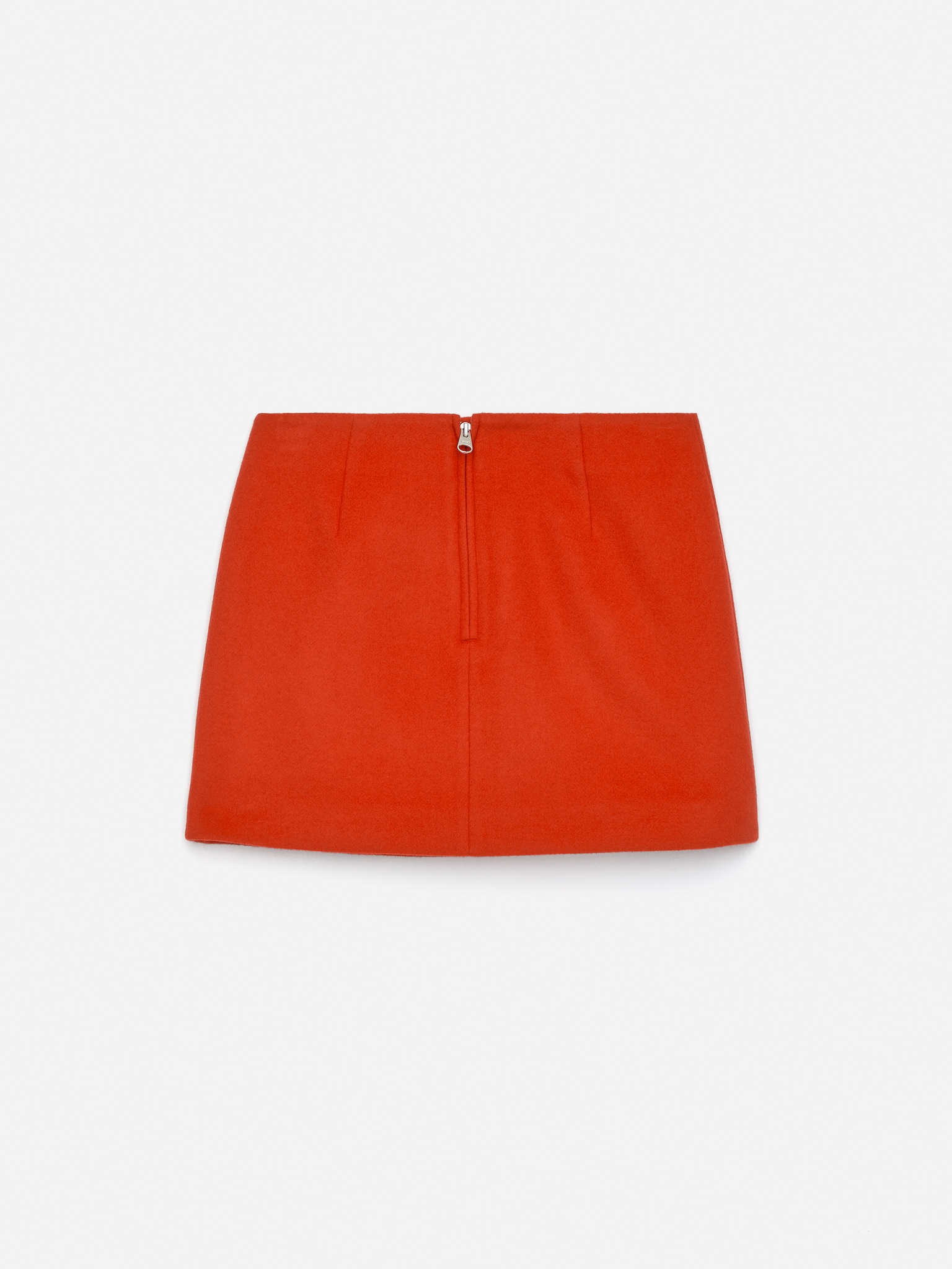 Minigonna in misto lana - Arancione/Grigio scuro - 7