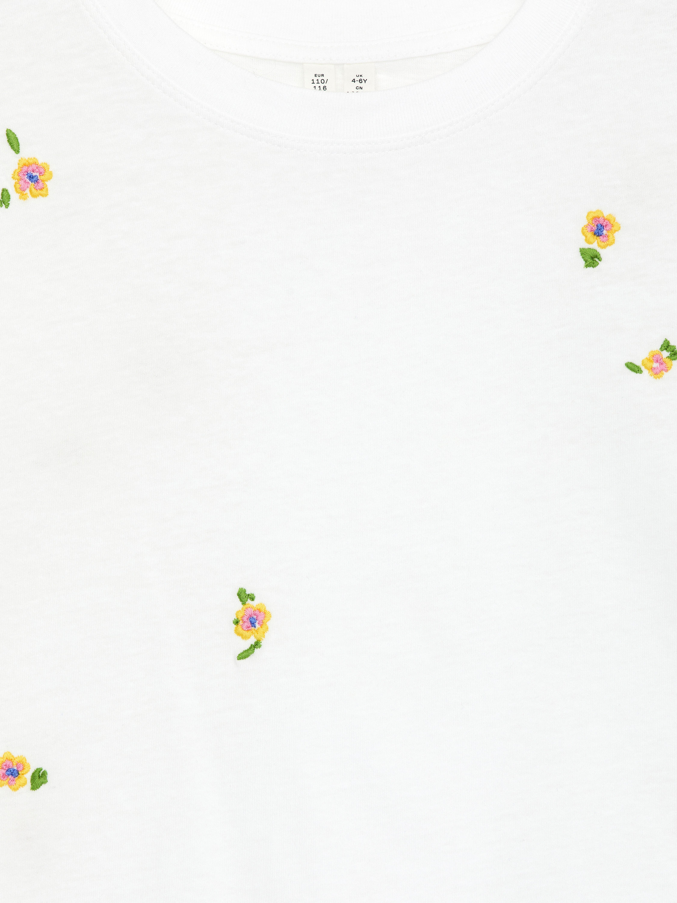 Wide-Fit T-Shirt - White/Floral Embroidery - Oversized - Children - StillMedia/DescriptiveDetail - 1